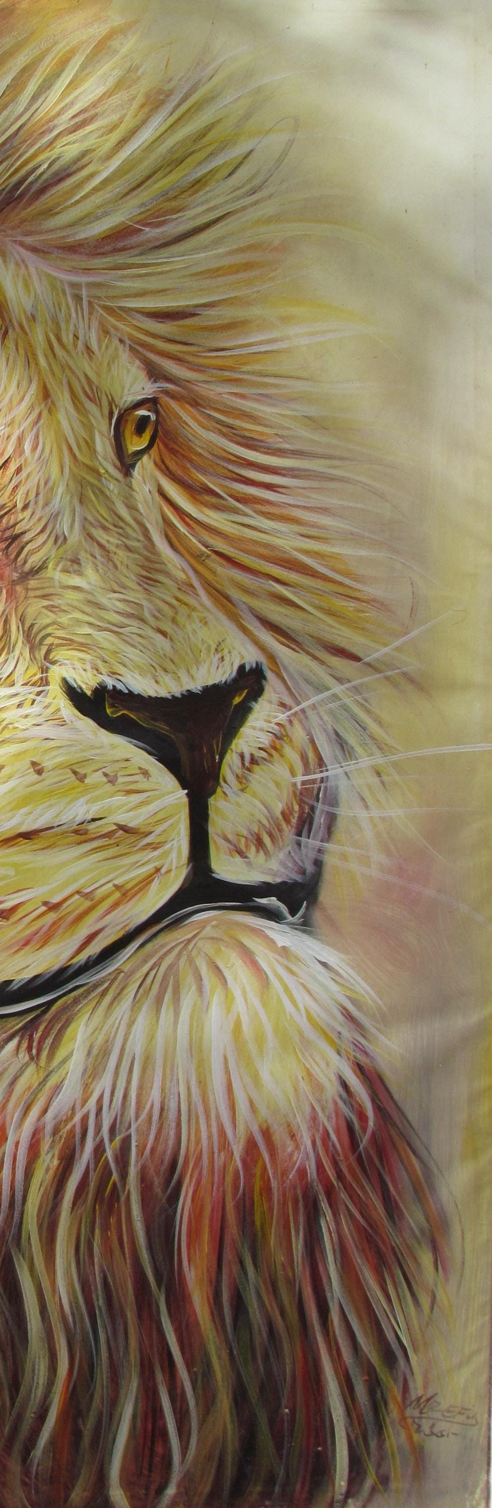Impression sur toile représentant un lion majestueux | Décoration murale représentant un grand félin puissant | Portrait animalier | Cadeau pour la maison et le bureau