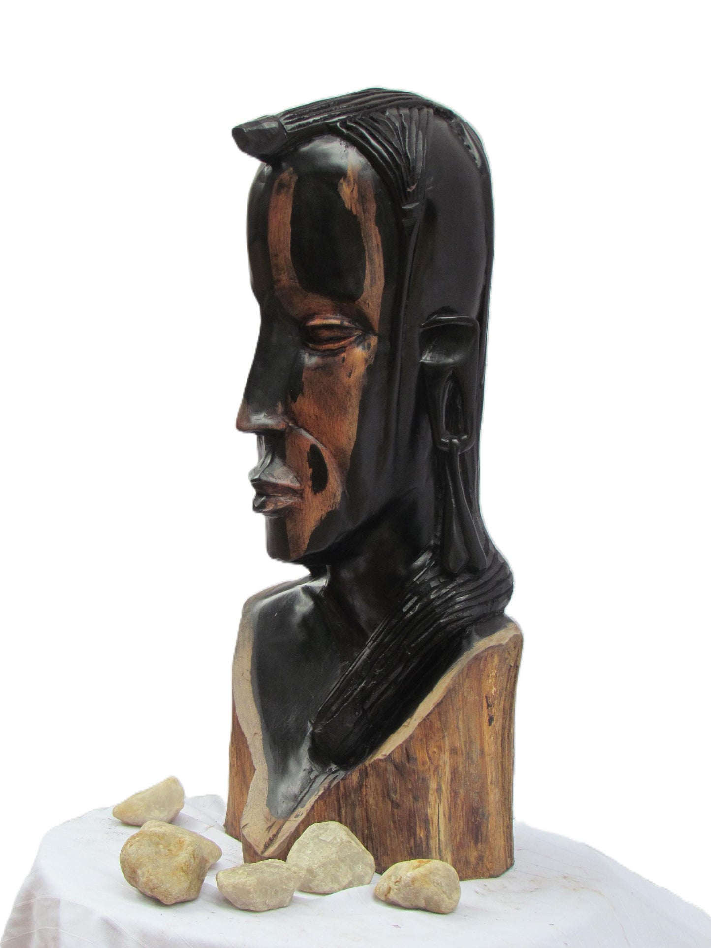 Statue de guerrier Massaï – Sculpture en bois noir sculptée à la main de Tanzanie – Décoration d'art africain pour étagère ou cadeau