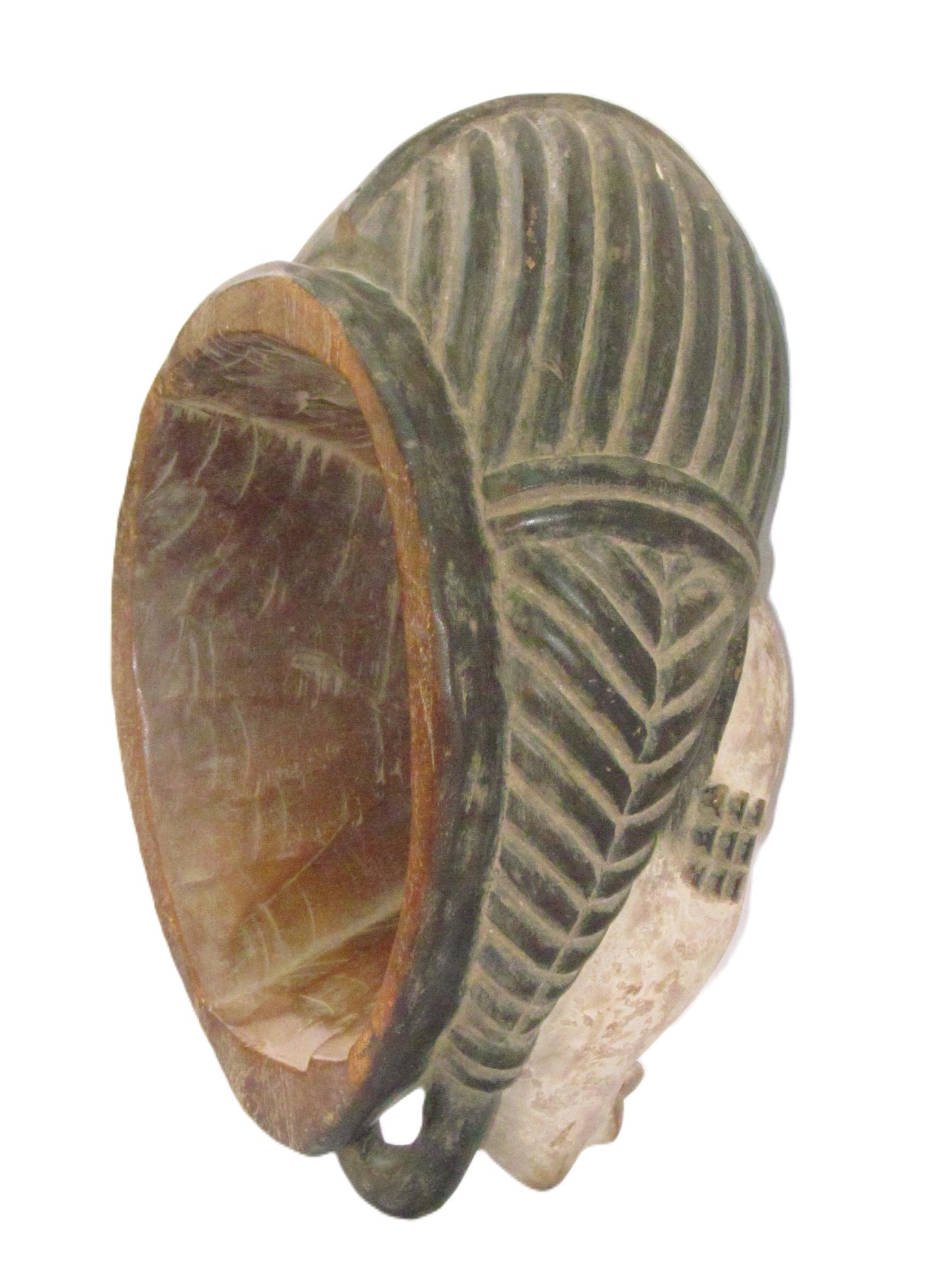 Bapunu White Africa Face Mask from Gabon, Tribal Art, Hand carved-Mask.