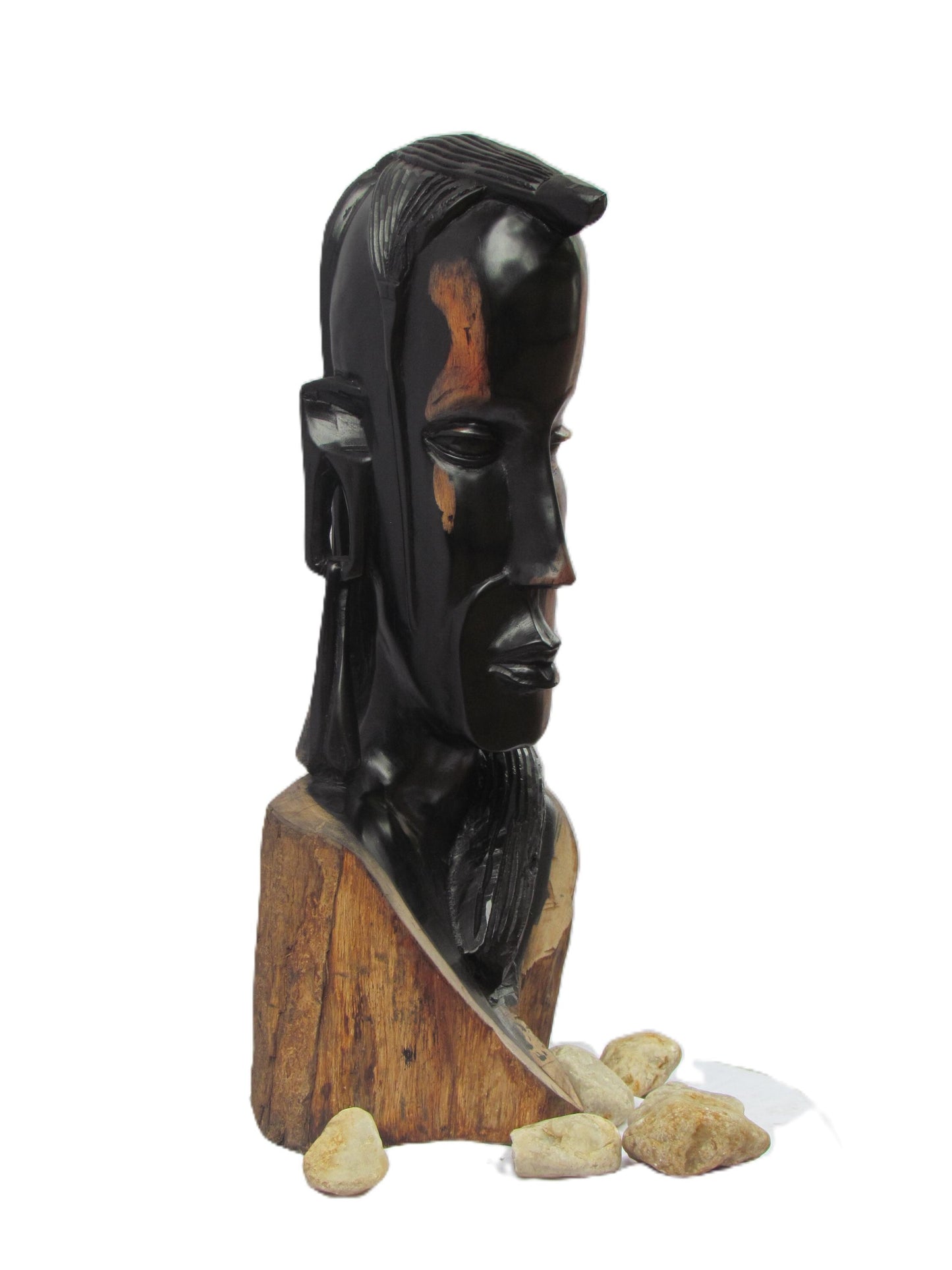 Statue de guerrier Massaï – Sculpture en bois noir sculptée à la main de Tanzanie – Décoration d'art africain pour étagère ou cadeau