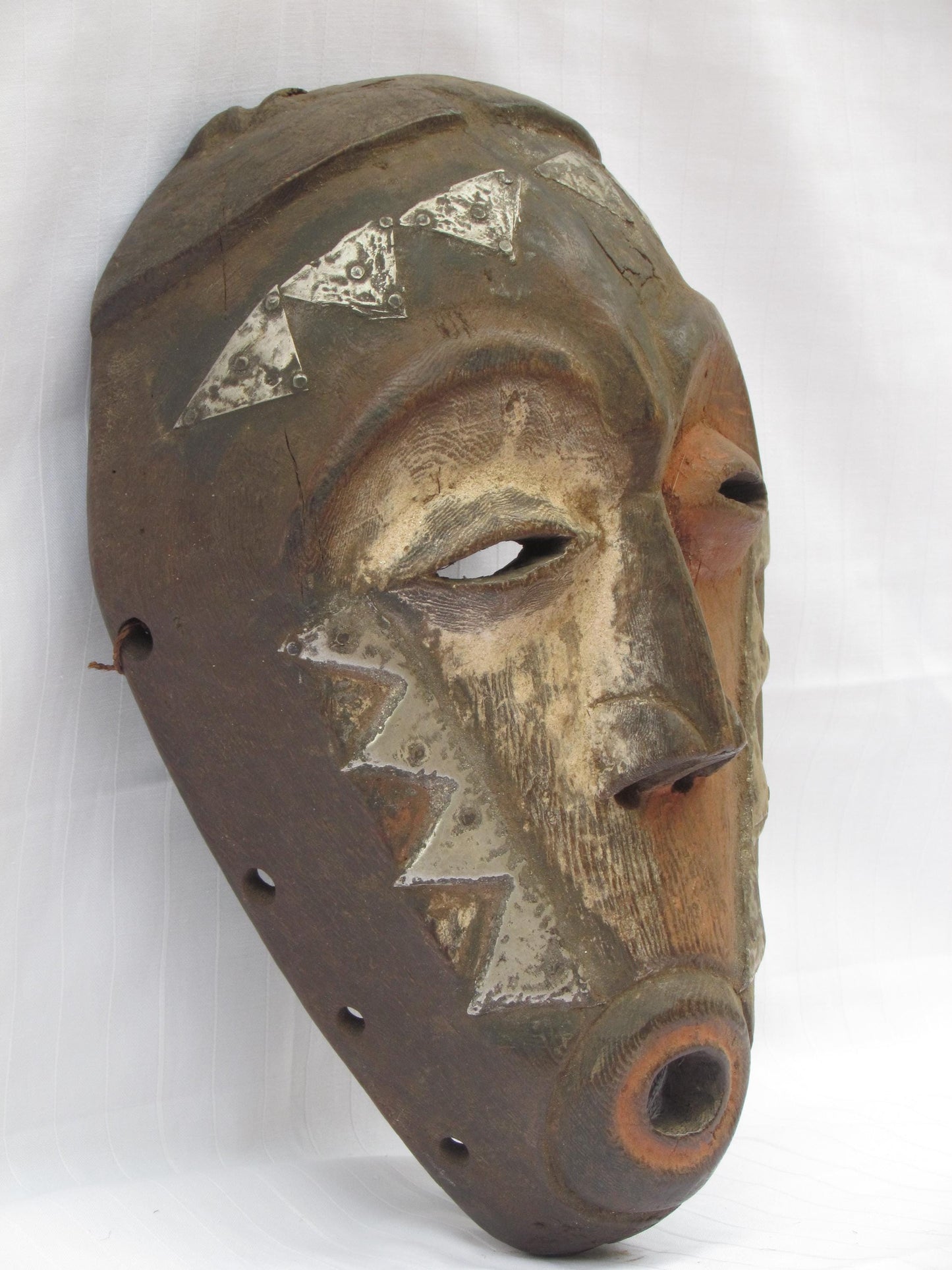 Vintage hand carved wall hanging African traditional wooden mask from D.R.C