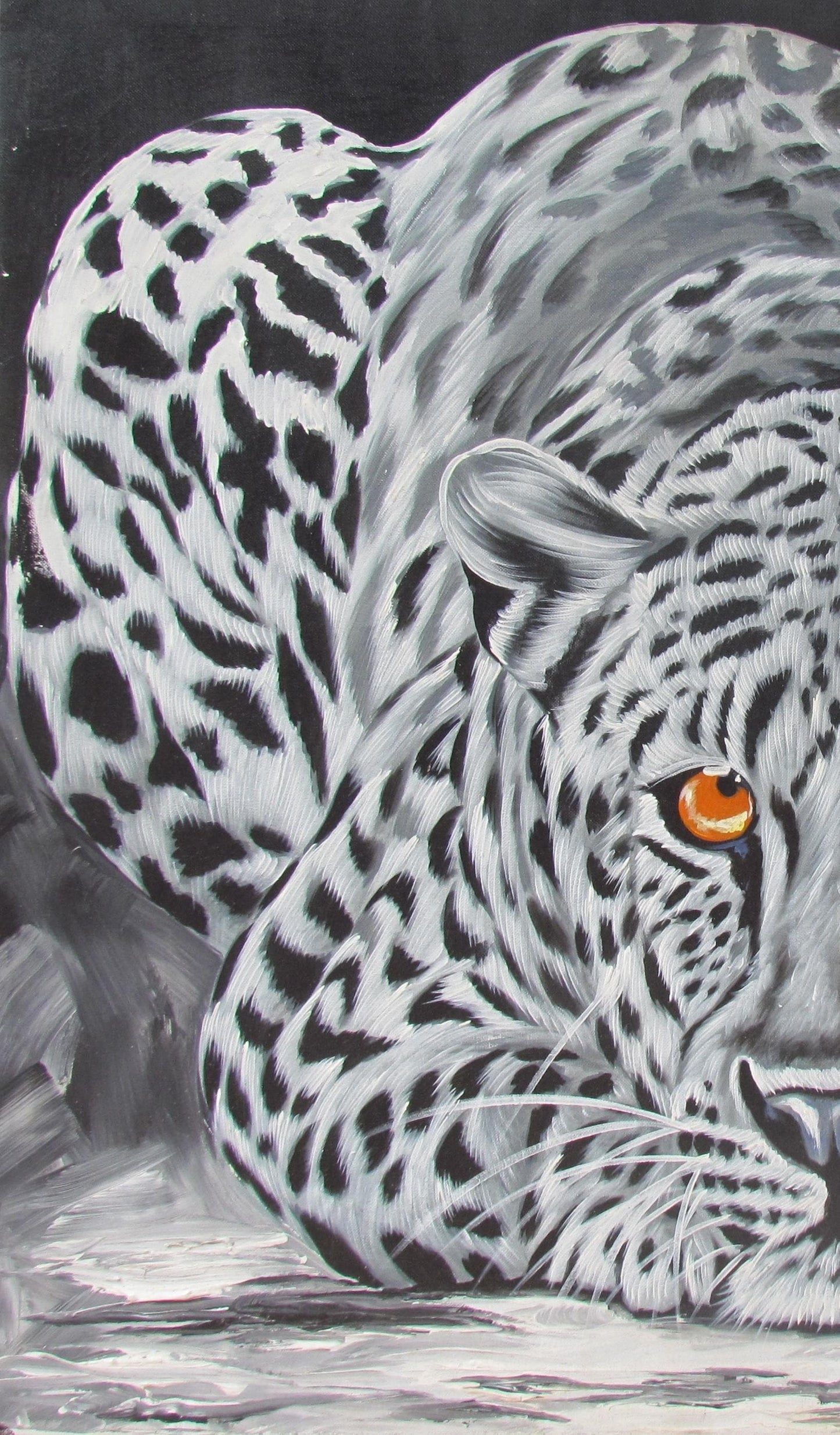 Impression murale Jaguar – Portrait d'animal sauvage de la jungle, œuvre d'art colorée de grand félin, techniques mixtes numériques et traditionnelles sur papier mat