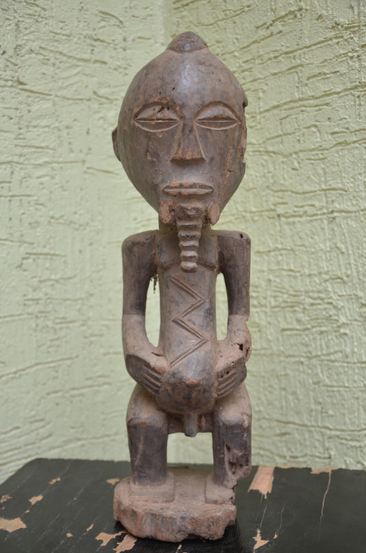 Male Singiti Statue – 20" Hand-Carved Wood Hemba Ancestor Figure – Congo Art.