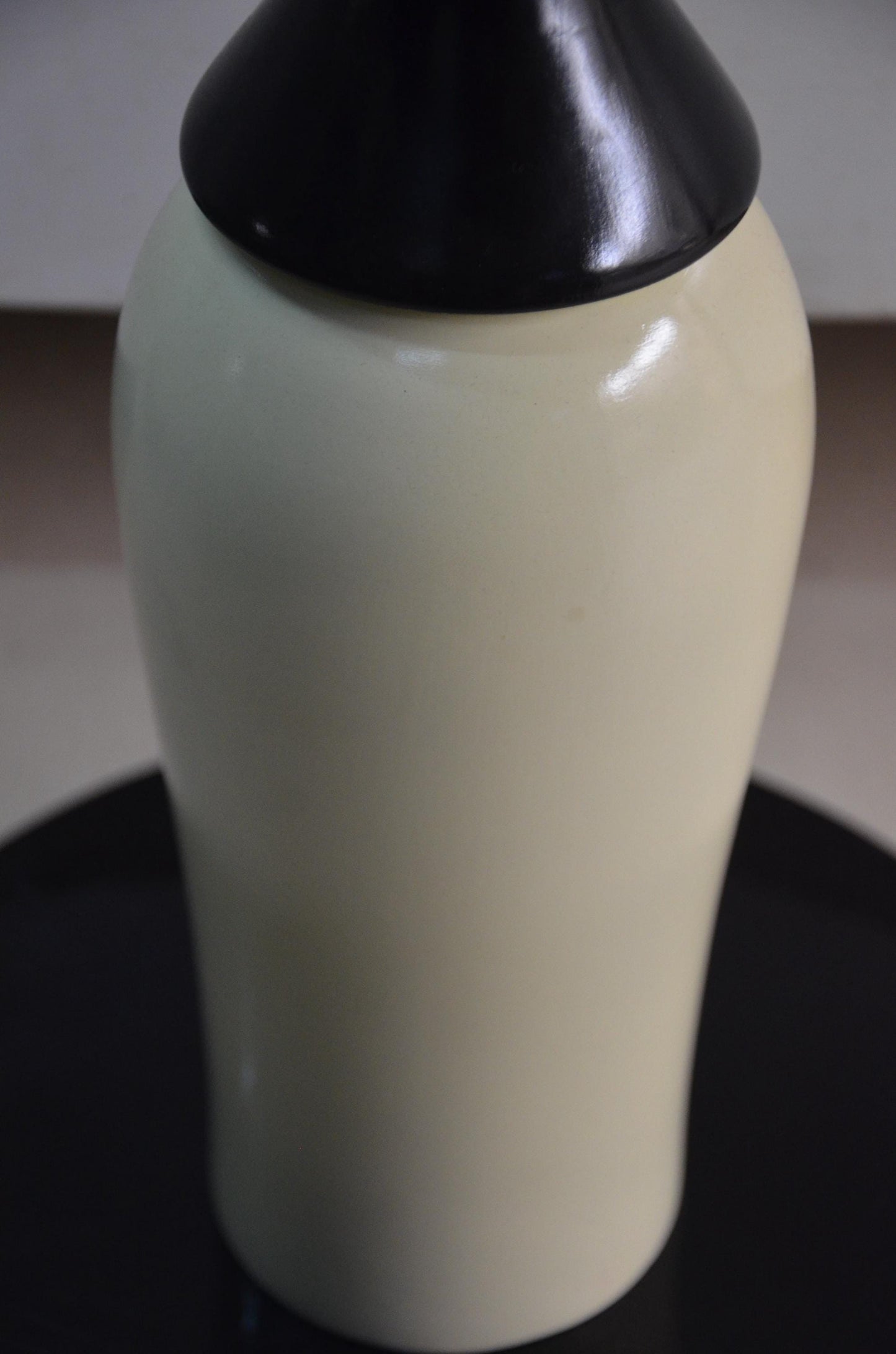 Tall Wooden Floor Vase | Black and Cream Hourglass Neck Vase