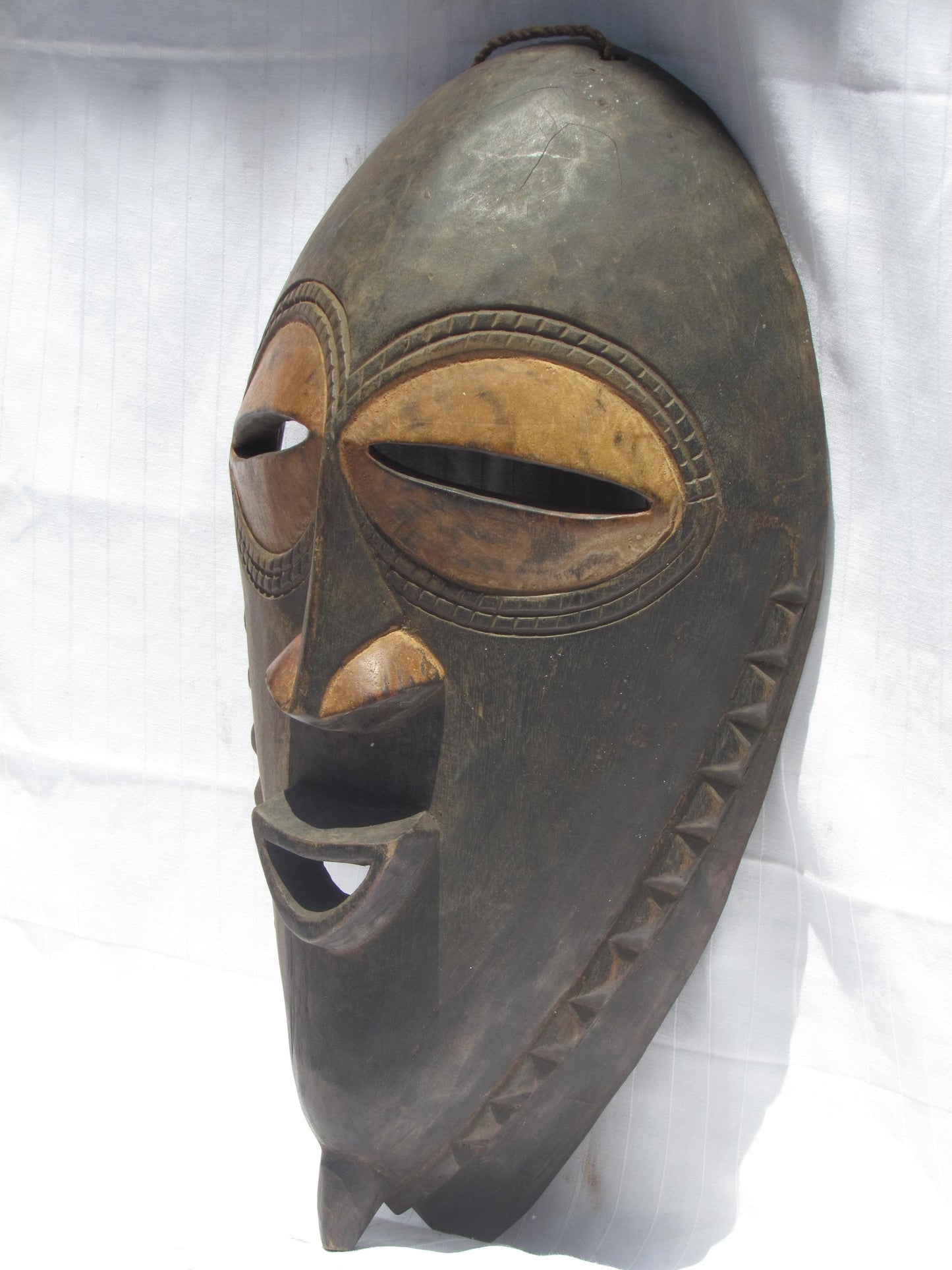 Vintage hand carved wall hanging African traditional wooden mask from D.R.C