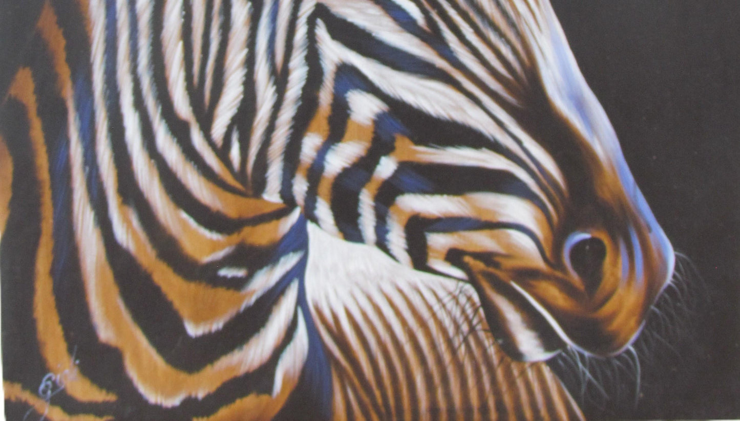 Tableau mural zèbre – Portrait animalier original en acrylique peint à la main, peinture pop art représentant la faune africaine, toile à rayures audacieuses, prêt à accrocher