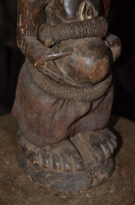 Songye Nkishi Figure | Authentic Congolese Power Fetish | Hand-Carved Tribal Sculpture