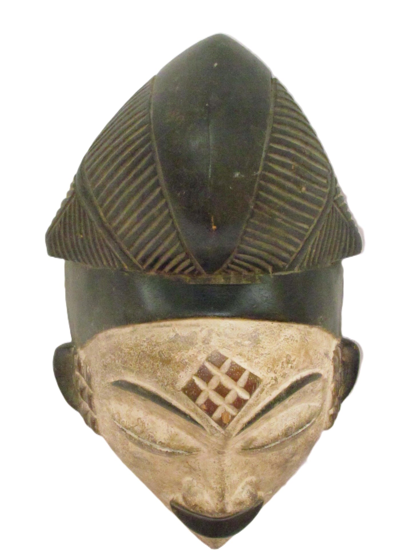 Bapunu White Africa Face Mask from Gabon, Tribal Art, Hand carved-Mask