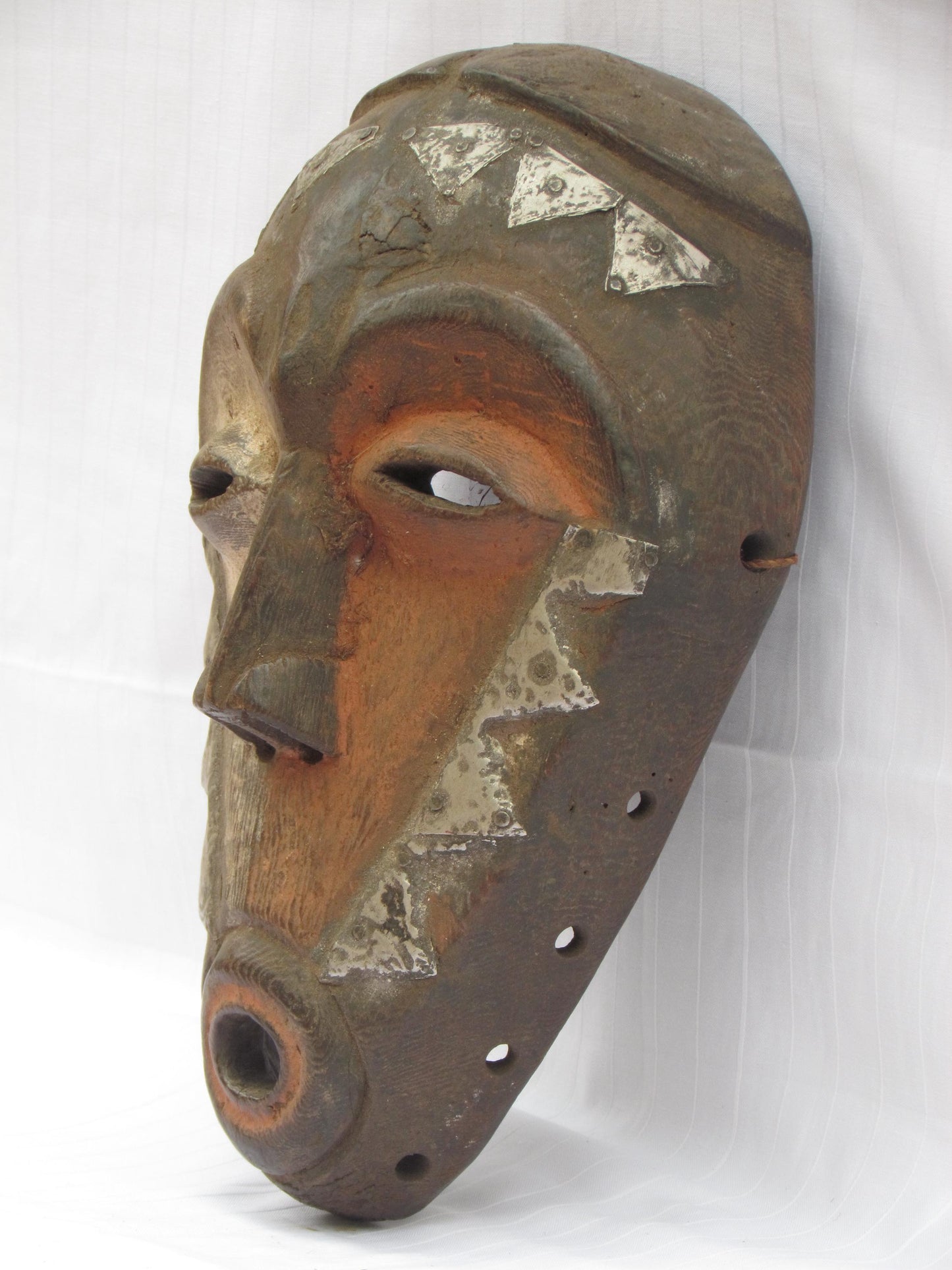 Vintage hand carved wall hanging African traditional wooden mask from D.R.C