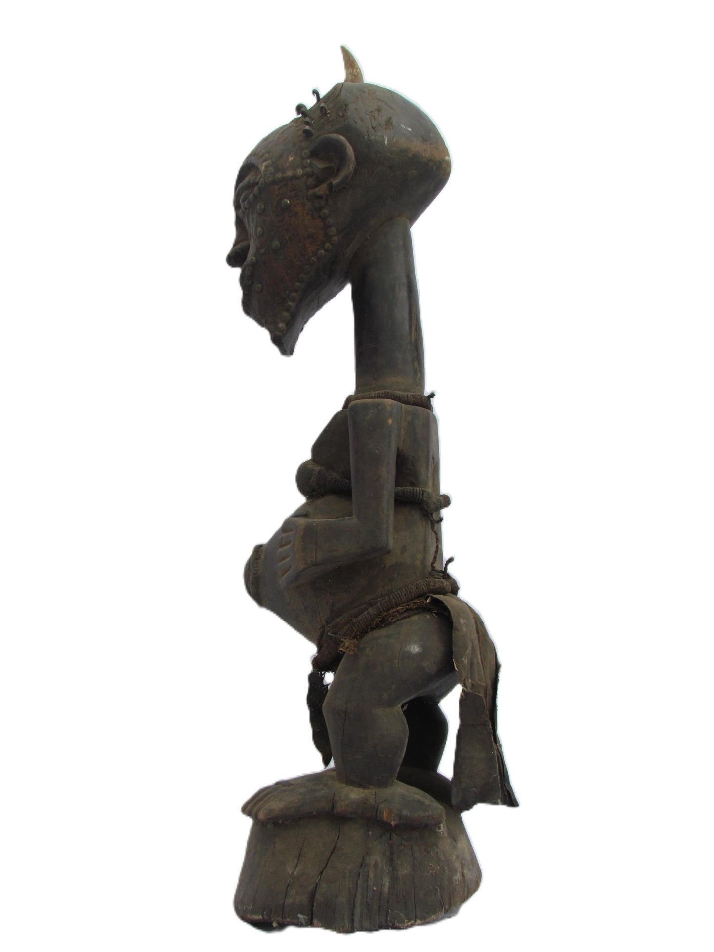 Statue antique de la tribu Songye, sculpture originale en bois du Congo sculptée à la main, figure de pouvoir africaine Manjiante, art rituel vintage