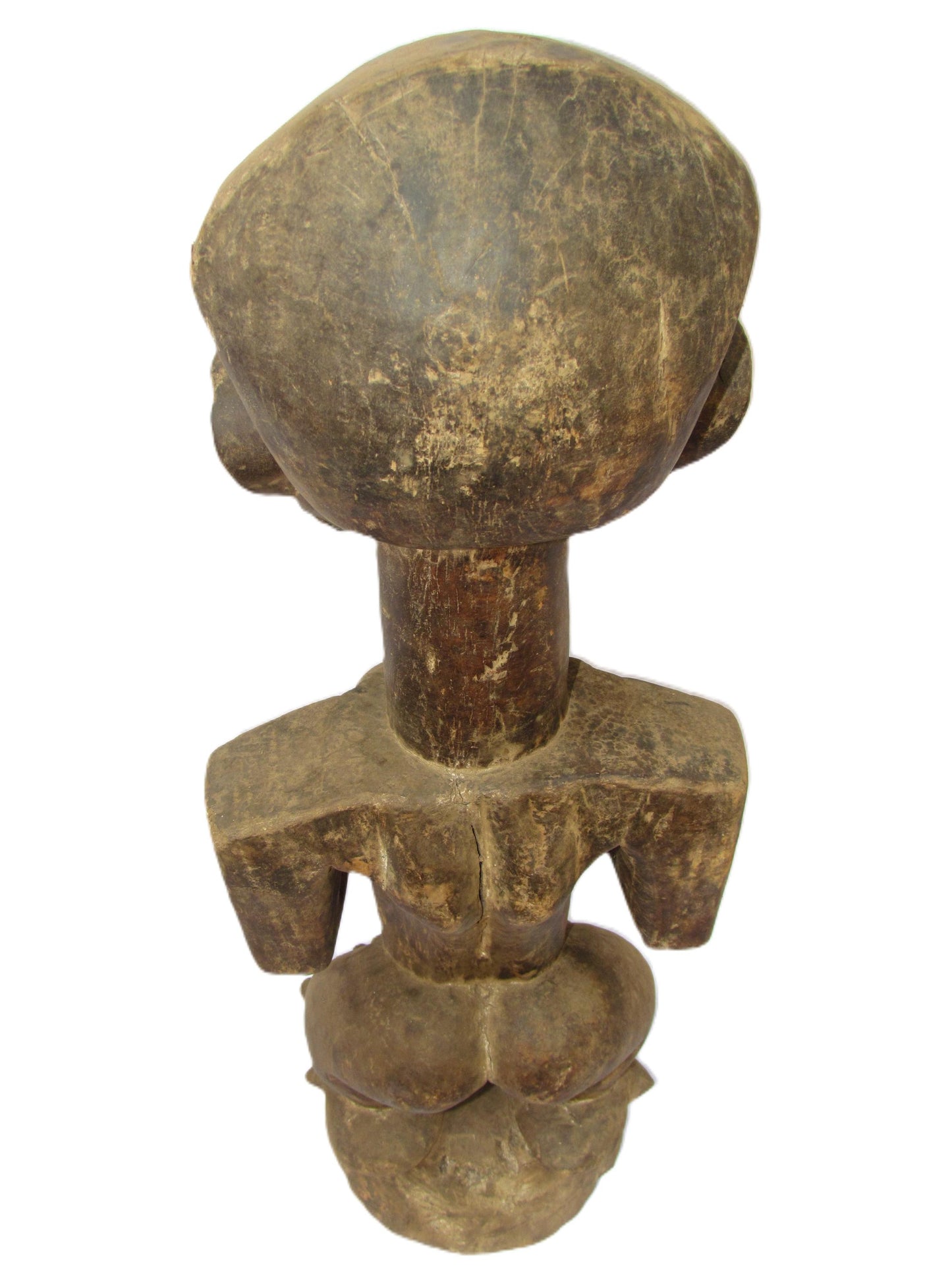 Statue antique extrêmement rare d'un homme africain Songye avec des épingles en argent sur le visage du Congo.