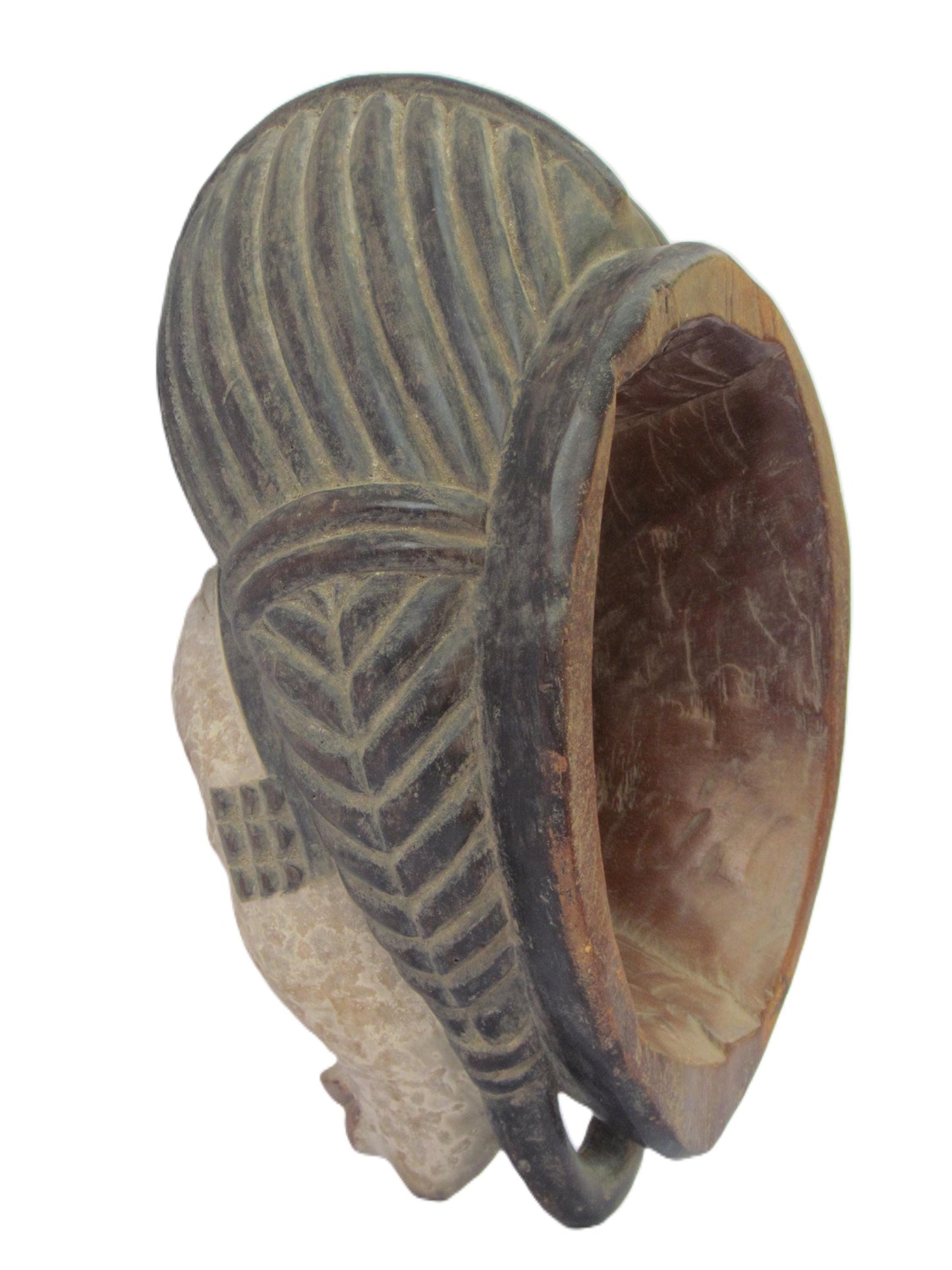 Bapunu White Africa Face Mask from Gabon, Tribal Art, Hand carved-Mask.