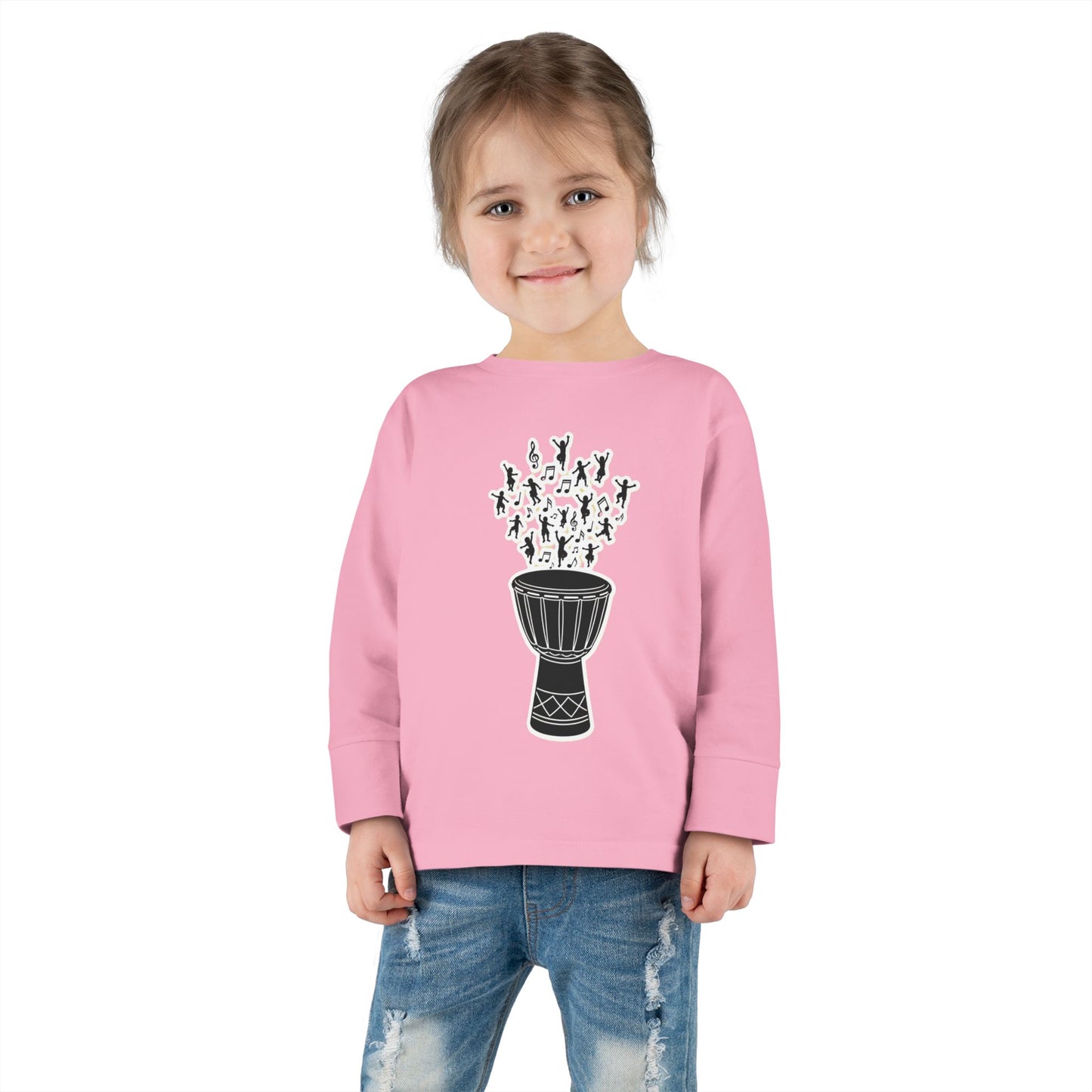 Toddler Long Sleeve Tee — Cute Fluffy Puff Cloud with Sleeping Birds Graphic