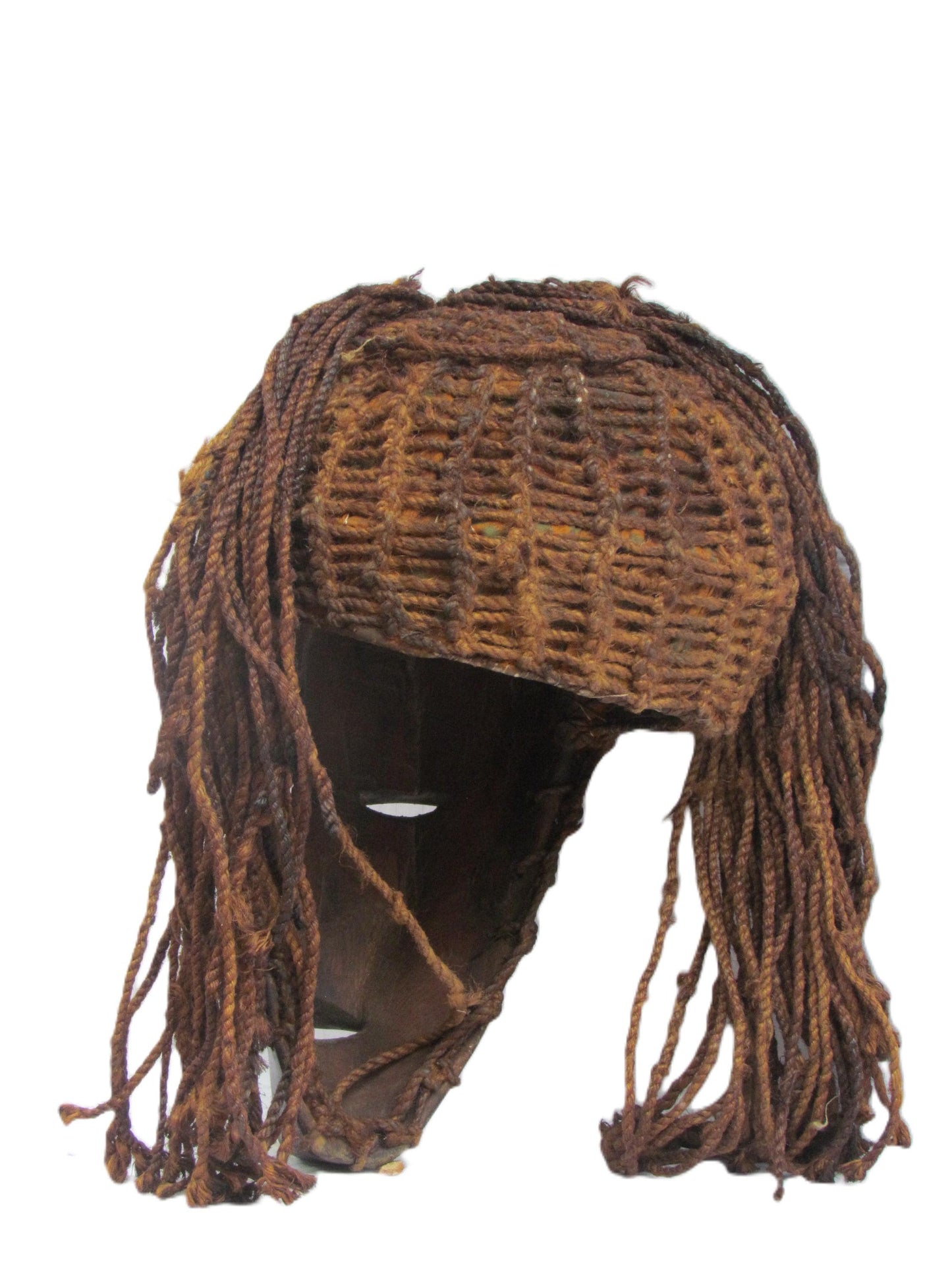 Original Hand carved Chokwe Mask Mwana Pwo with Long Brown Hair.