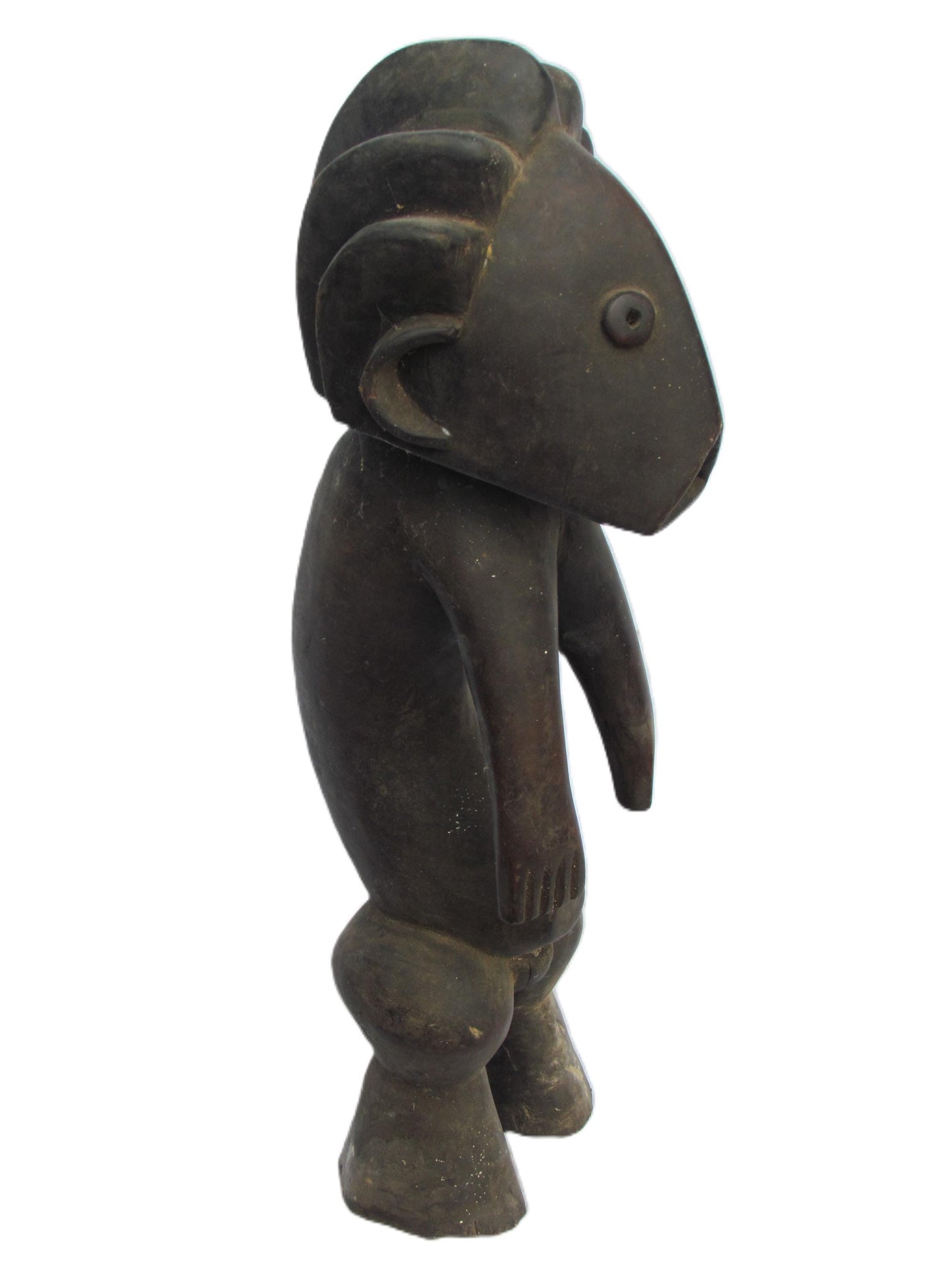 Statue originale Zande RDC Homme Congo Rare Sculpture primitive en bois sculpté.