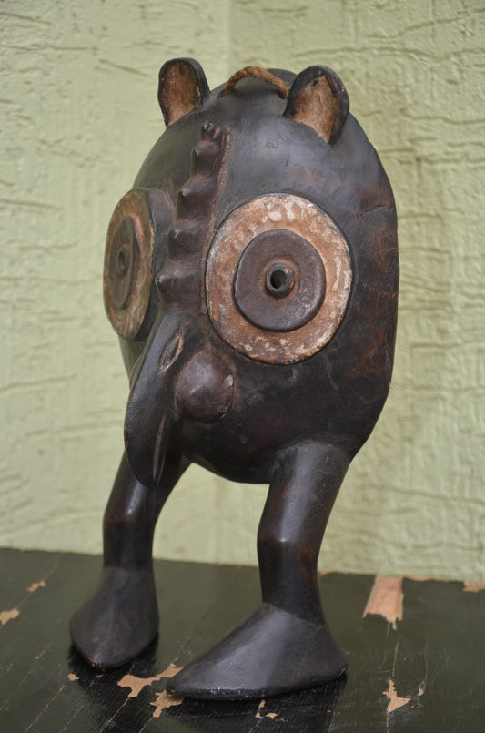 Authentic Zoomorphic Helmet Statue | Tribal Hybrid Art