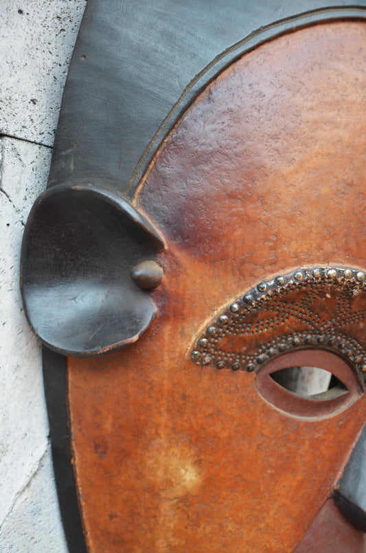 Authentic Yaure-Style Mask | Elegant Ivorian Tribal Wall Art