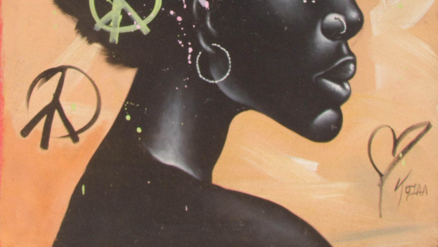 Tableau mural représentant une femme noire africaine – Impression sur toile abstraite, décoration d'intérieur afrocentrique, portrait de jeune fille africaine moderne, art noir pour le salon