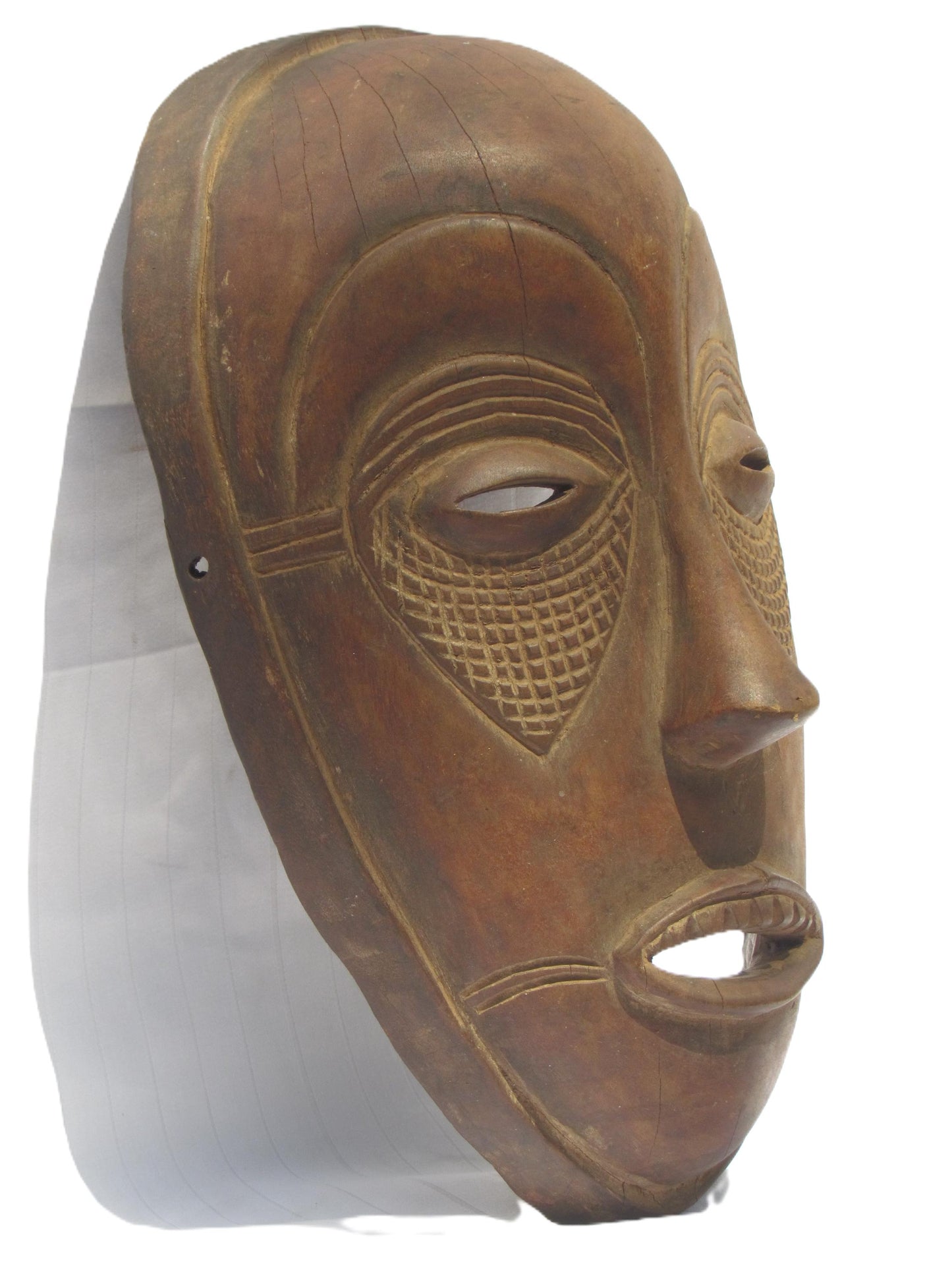 Antique Luba Tribe Wooden Brown Mask from Congo