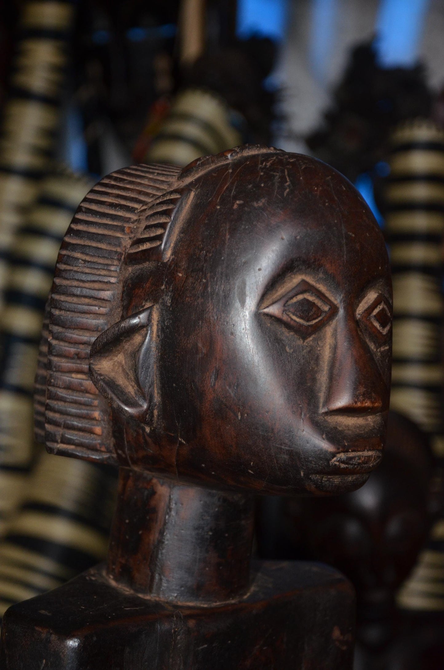 Tabwa or Luba Ancestor Figure - 29" Authentic Congo Wood Statue, Prestige Tribal Art, High-End African Sculpture.