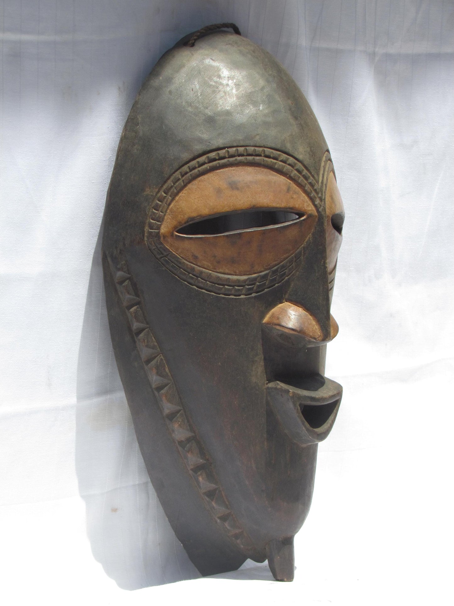 Vintage hand carved wall hanging African traditional wooden mask from D.R.C