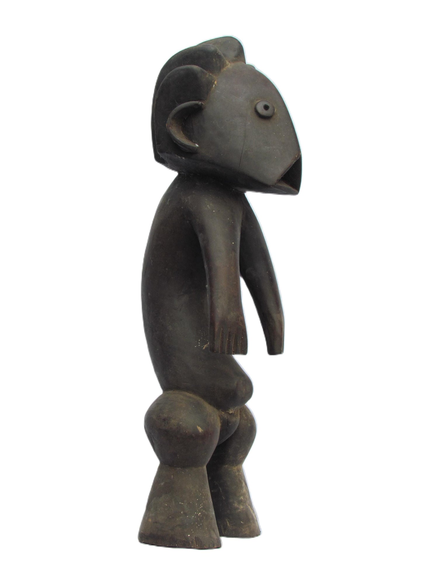 Statue originale Zande RDC Homme Congo Rare Sculpture primitive en bois sculpté.