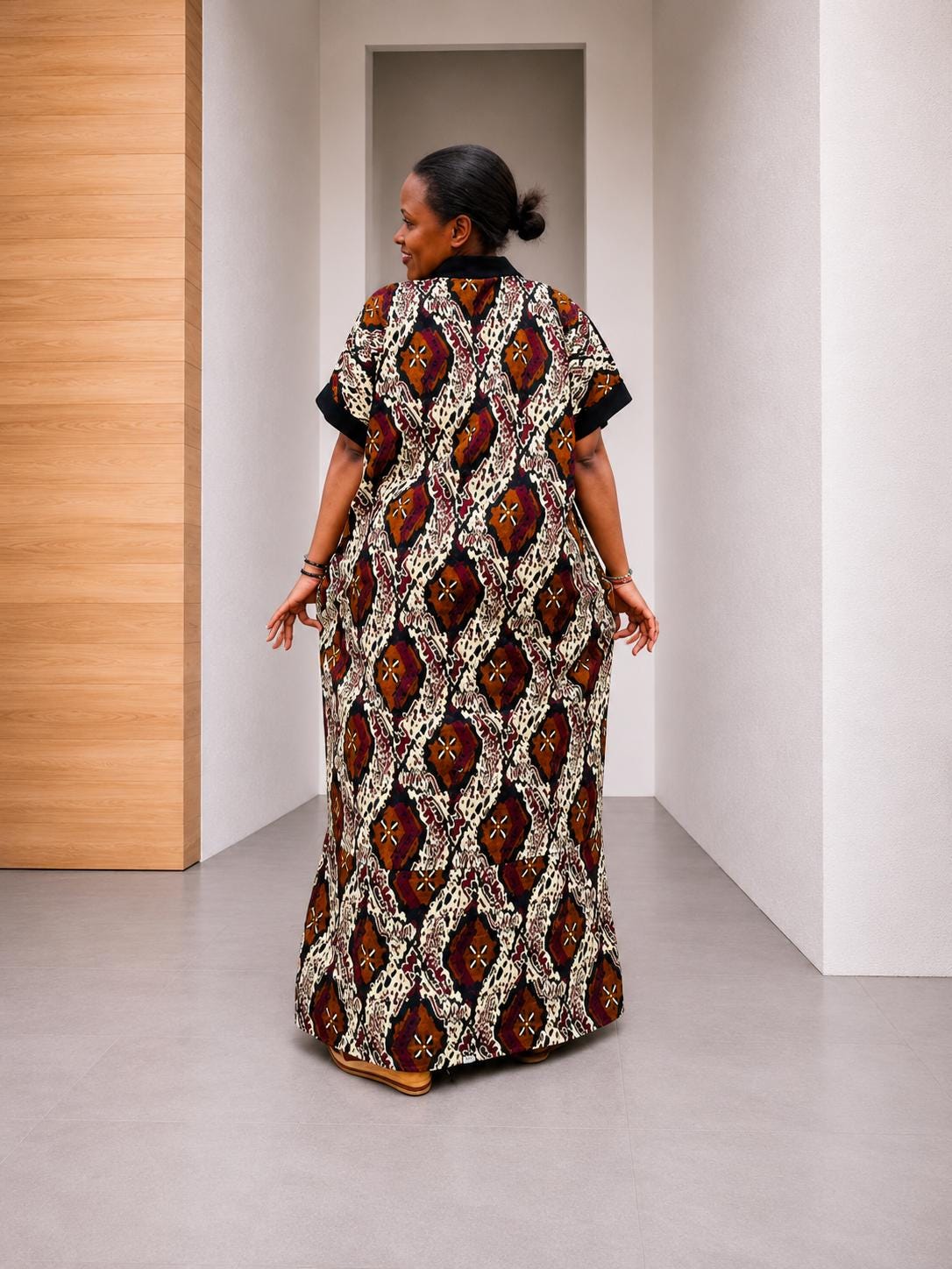 Color-Blocked Ankara Boubou Gown | Mixed-Media Kaftan Maxi, Paneled Dress