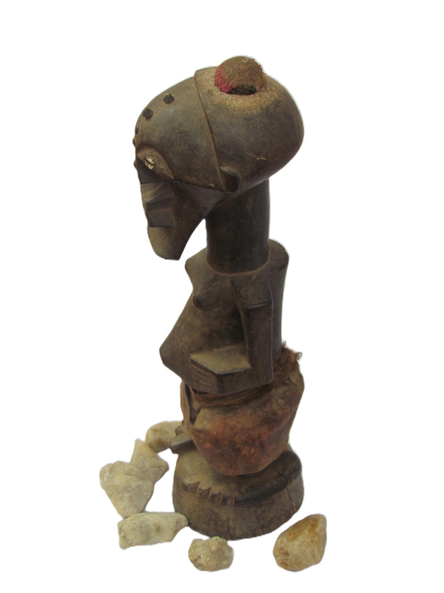 Statuette de pouvoir Songye Nkisi – Statue masculine d'art tribal africain | Sculpture d'ancêtre en bois sculpté à la main du Congo | Décor des années 1930