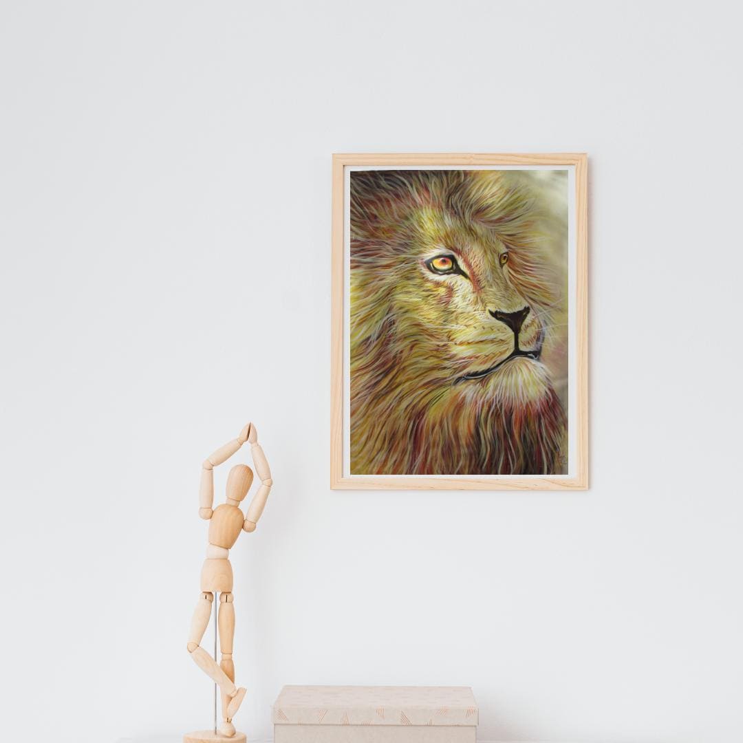 Impression sur toile représentant un lion majestueux | Décoration murale représentant un grand félin puissant | Portrait animalier | Cadeau pour la maison et le bureau