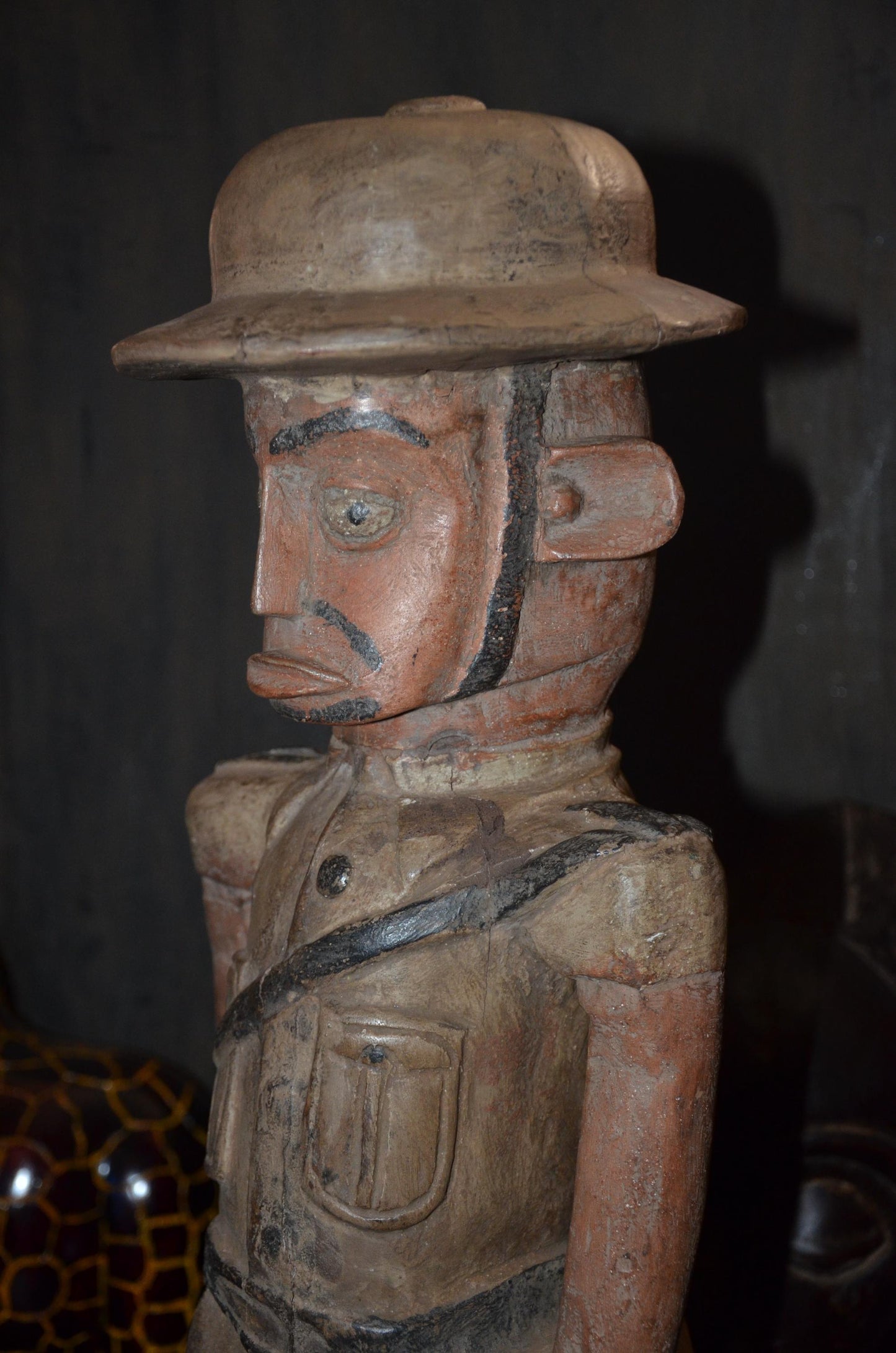 Colonial Administrator Figure | Large Hand-Carved Wood Statue | Ethnographic Art