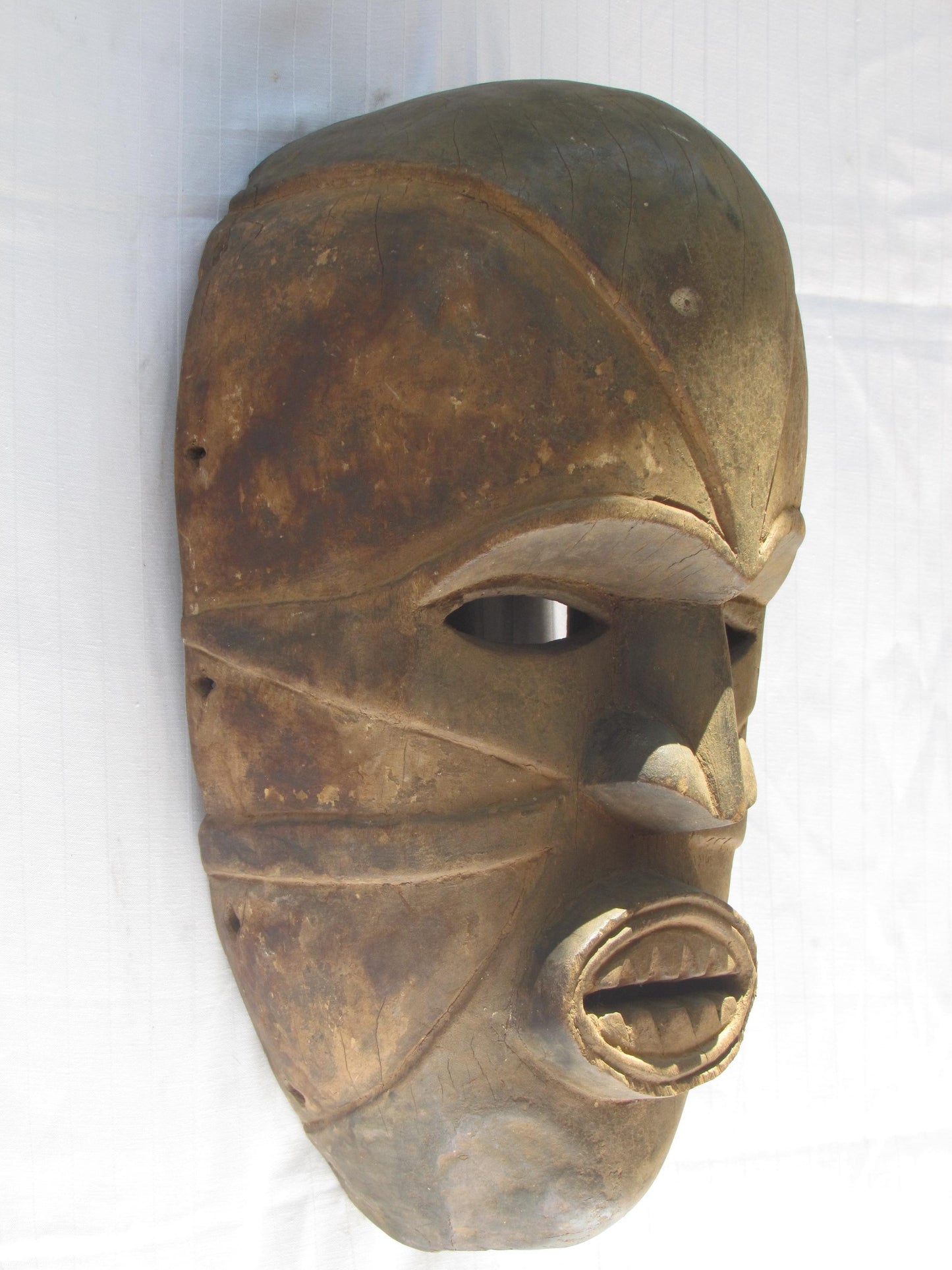 Vintage hand carved wall hanging African traditional wooden mask from D.R.C