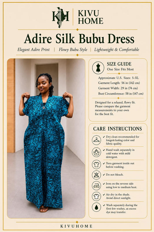 Adire Silk Bubu Dress | Free Size Tie Dye Caftan, Maxi Dress