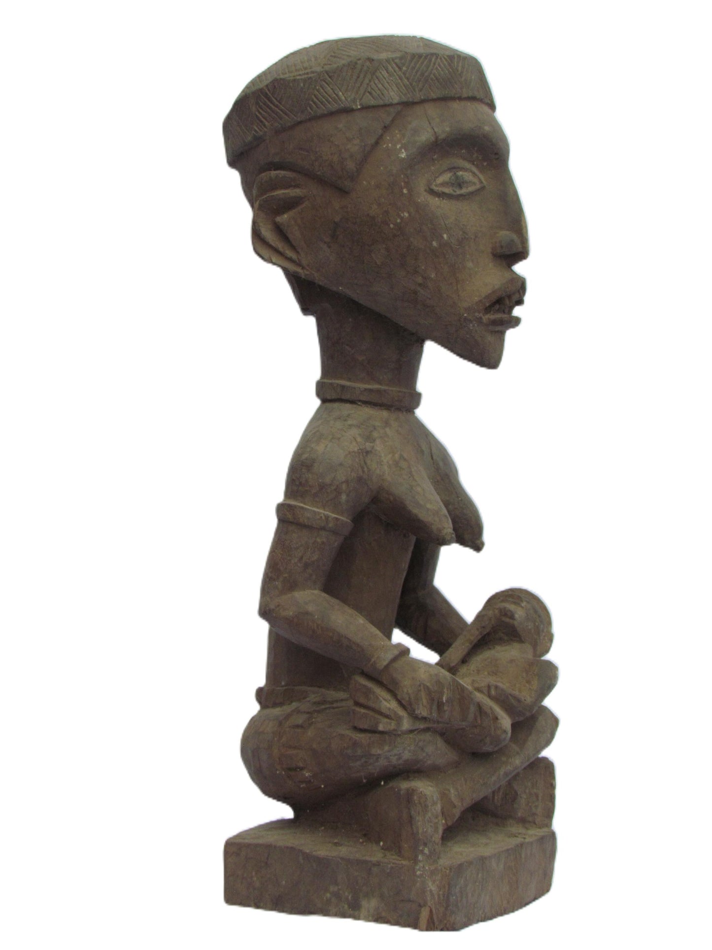 Statue de maternité Yombe Phemba, figure de fertilité africaine, art tribal Congo-Angola sculpté à la main, sculpture centrafricaine