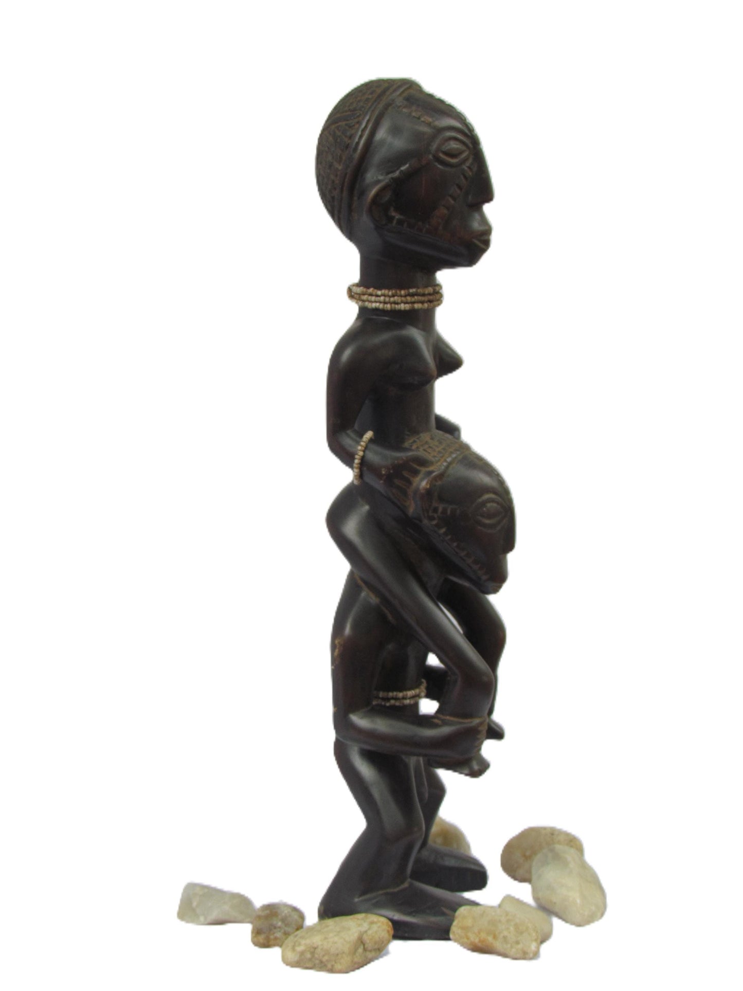 Figurine double Tabwa – Art tribal d'Afrique centrale | Statues masculines et féminines en bois sculptées à la main, originaires du Congo et de Zambie