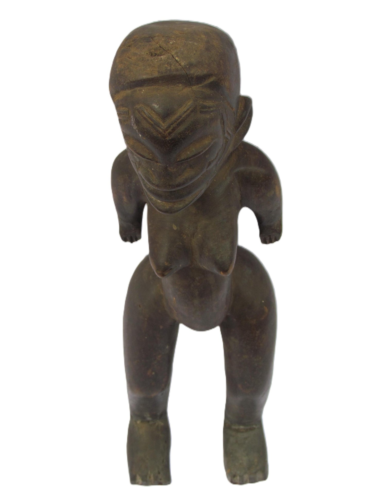 Statue originale antique Makonde Femme Rare Objet d'art primitif sculpté en bois Tanzanie Afrique.
