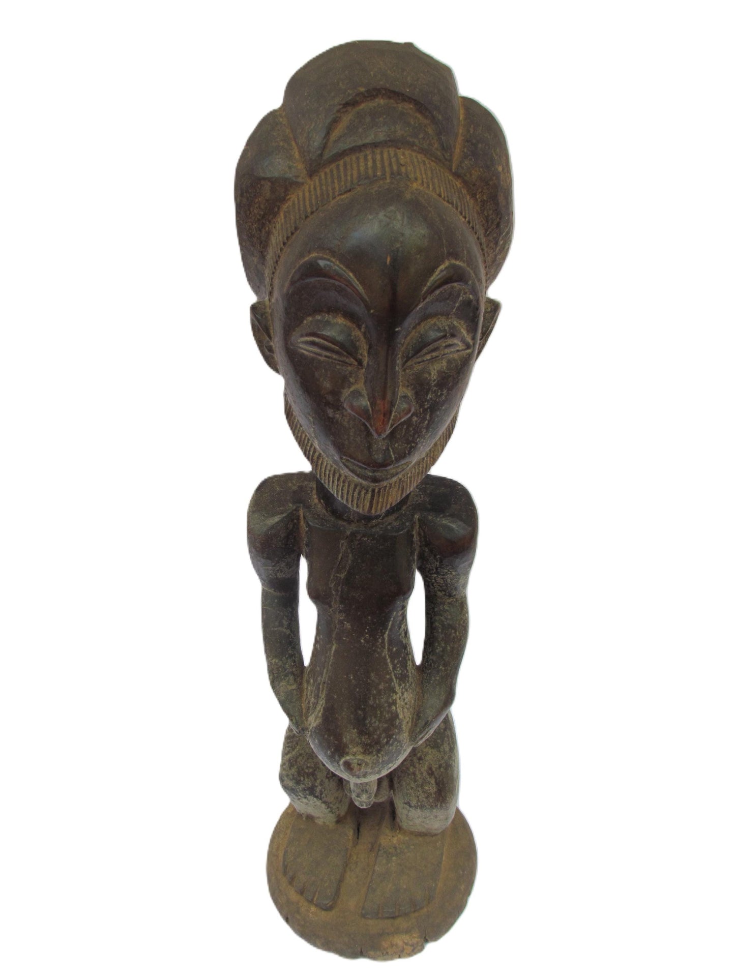 Statue africaine en bois sculpté à la main de la tribu Luba Hemba, Congo