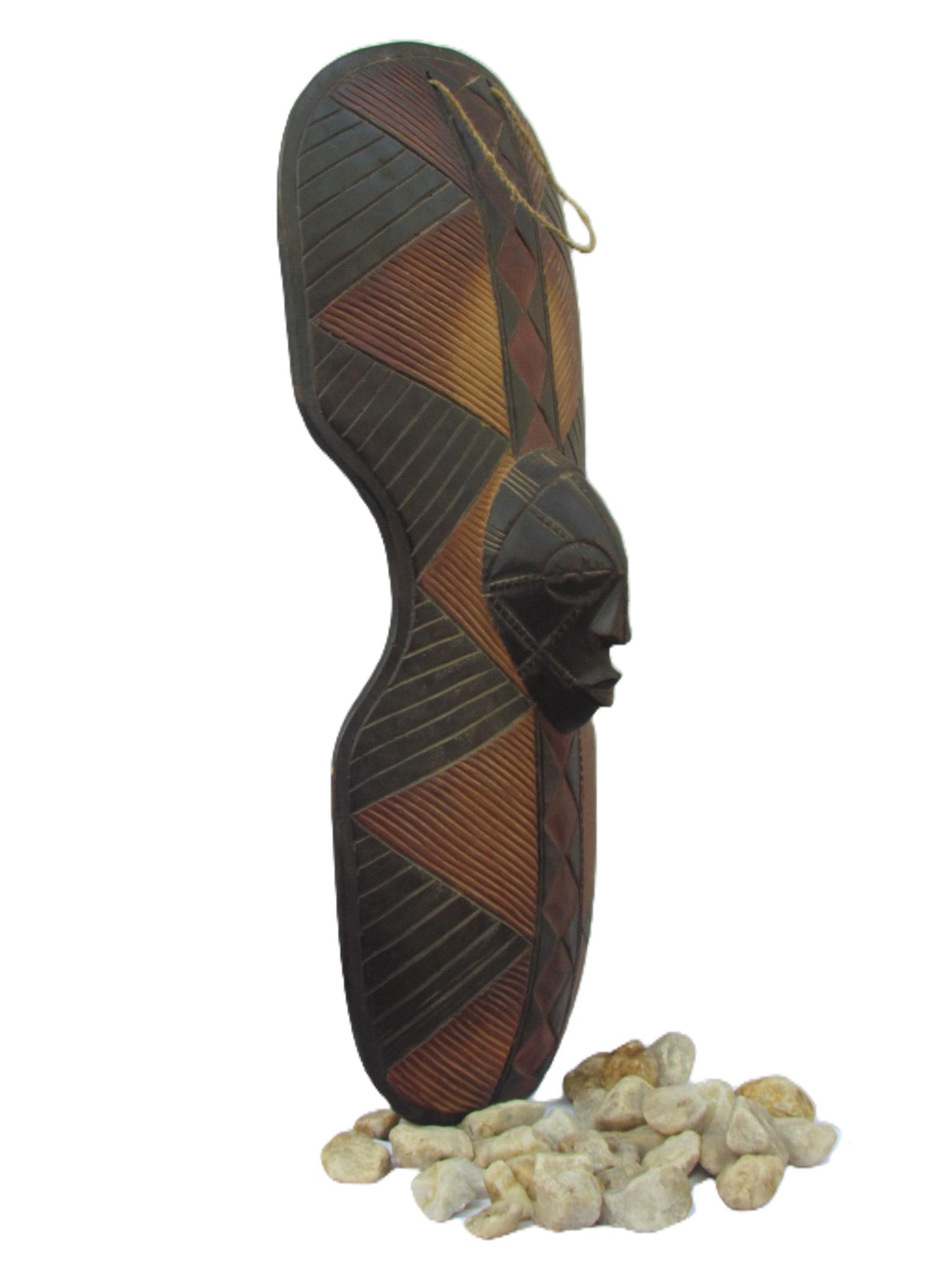 Luba Congo Mask Shield – Hand-Carved African Wall Art – Tribal Decor from DRC – Gallery-Quality Wood Sculpture