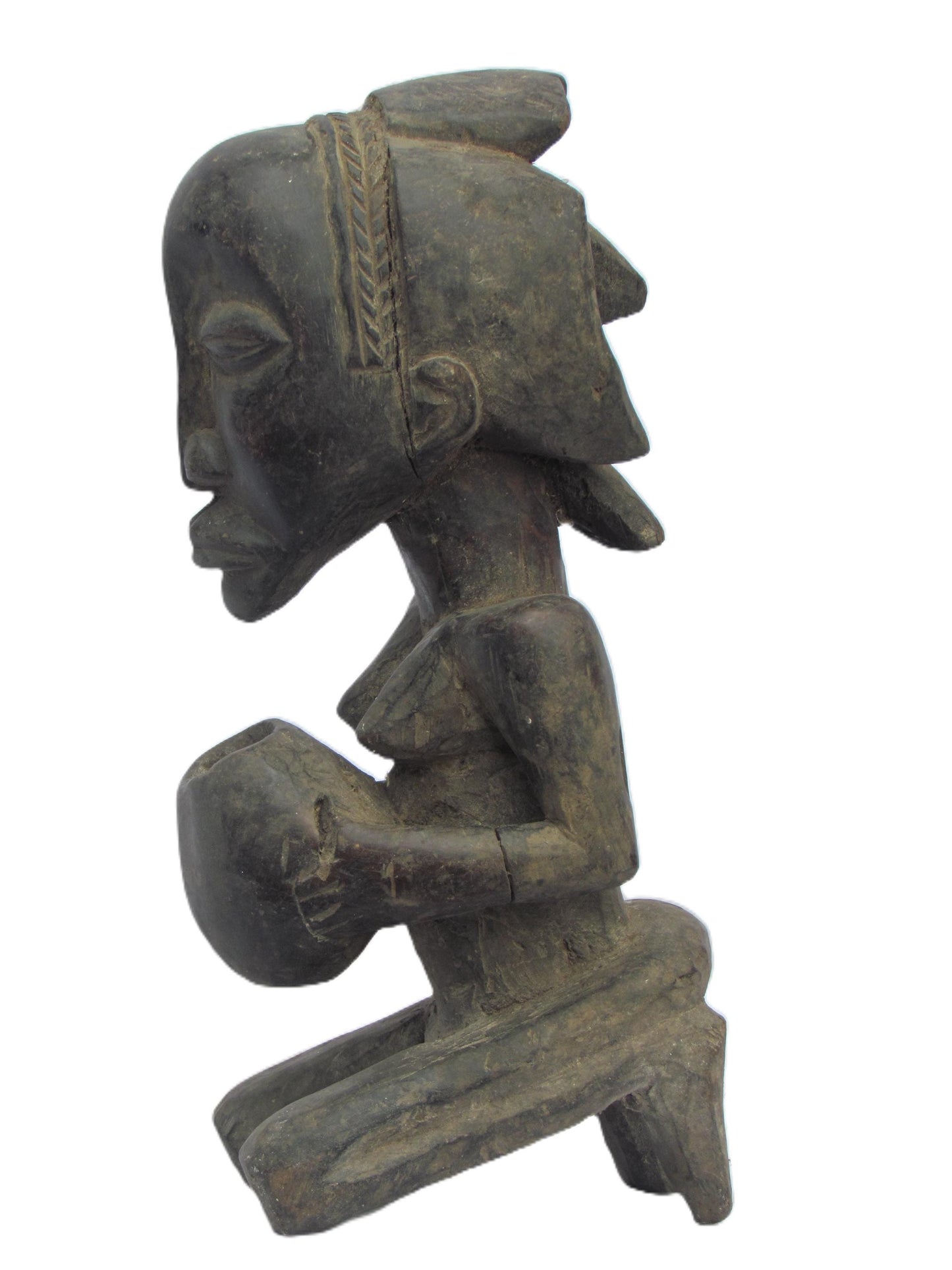 Statue de femme Luba agenouillée, sculpture africaine sculptée à la main, art tribal du Congo, sculpture en bois bantou de Zambie et de RDC