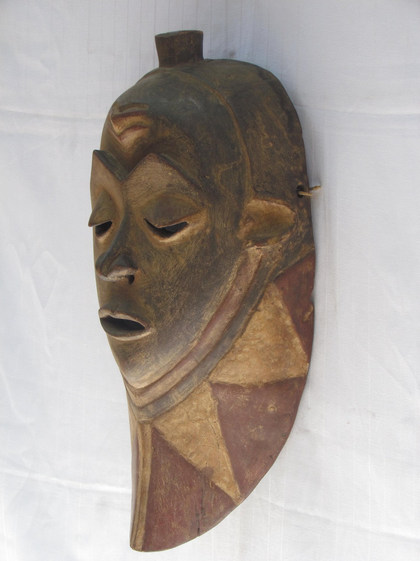 Vintage hand carved wall hanging African traditional wooden mask from D.R.C