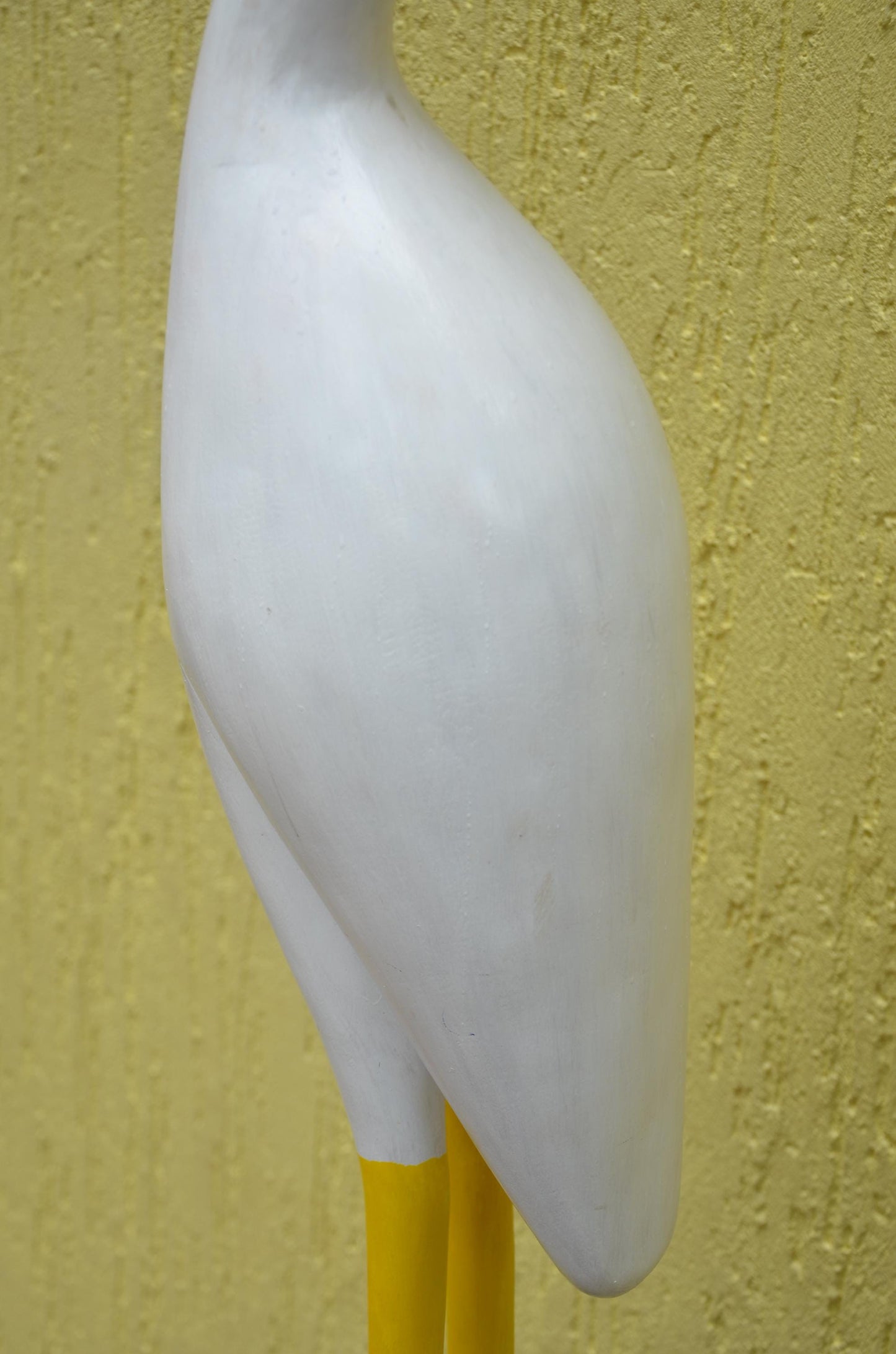 White Crane Garden Statue – 32" Hand-Carved Wood Egret Heron Outdoor Decor.