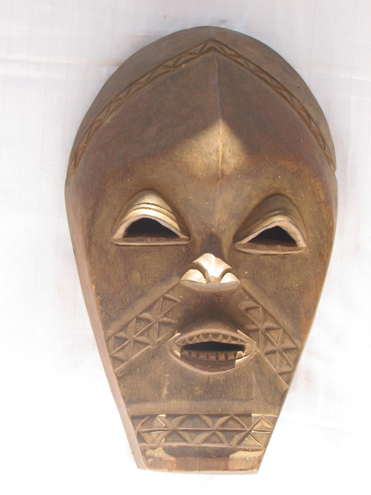 Vintage hand carved wall hanging African traditional wooden mask from D.R.C