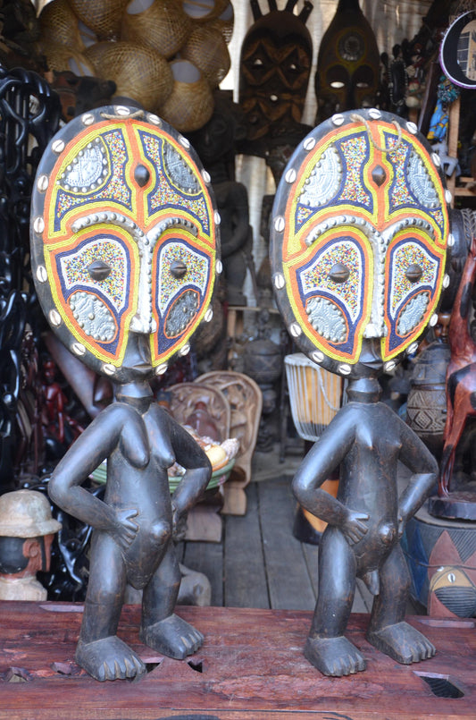 Namji Beaded Statues | King and Queen Set | Authentic African Tribal Art