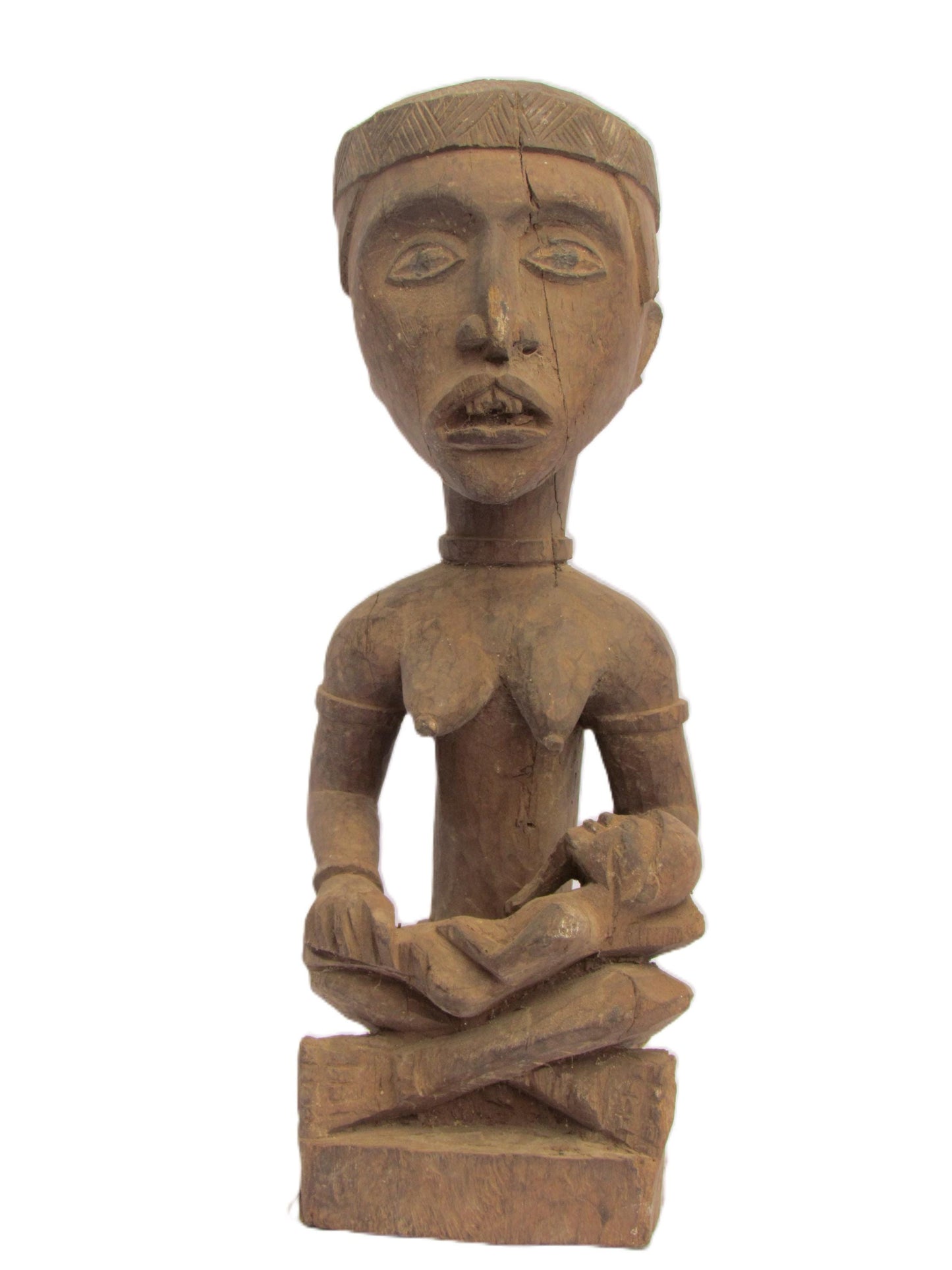 Statue de maternité Yombe Phemba, figure de fertilité africaine, art tribal Congo-Angola sculpté à la main, sculpture centrafricaine