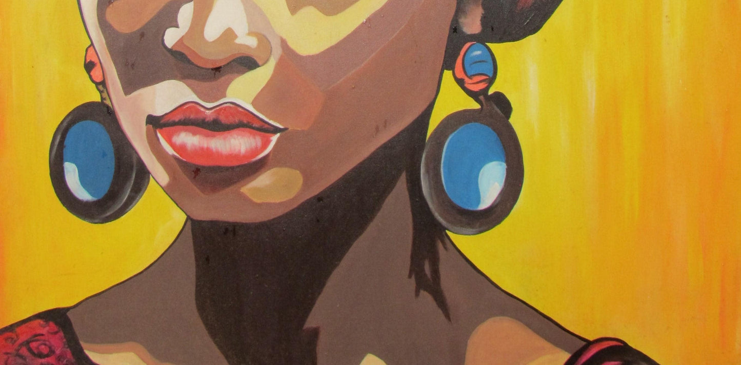Peinture de femme africaine – Art mural de femmes nigérianes, art noir sur toile, décoration d'intérieur africaine, œuvre d'art culturelle acrylique peinte à la main