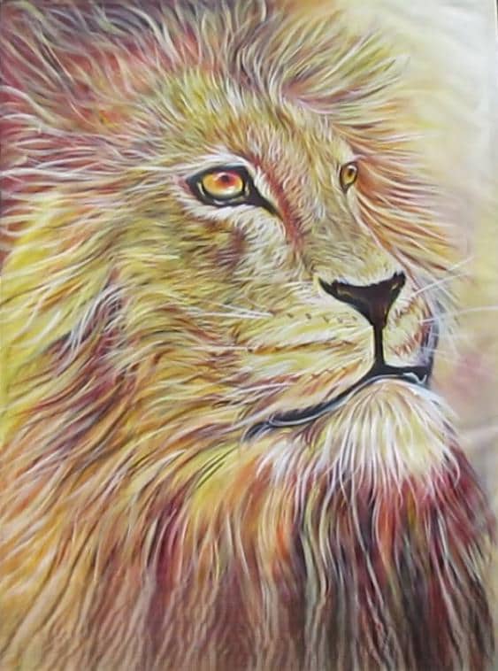 Impression sur toile représentant un lion majestueux | Décoration murale représentant un grand félin puissant | Portrait animalier | Cadeau pour la maison et le bureau
