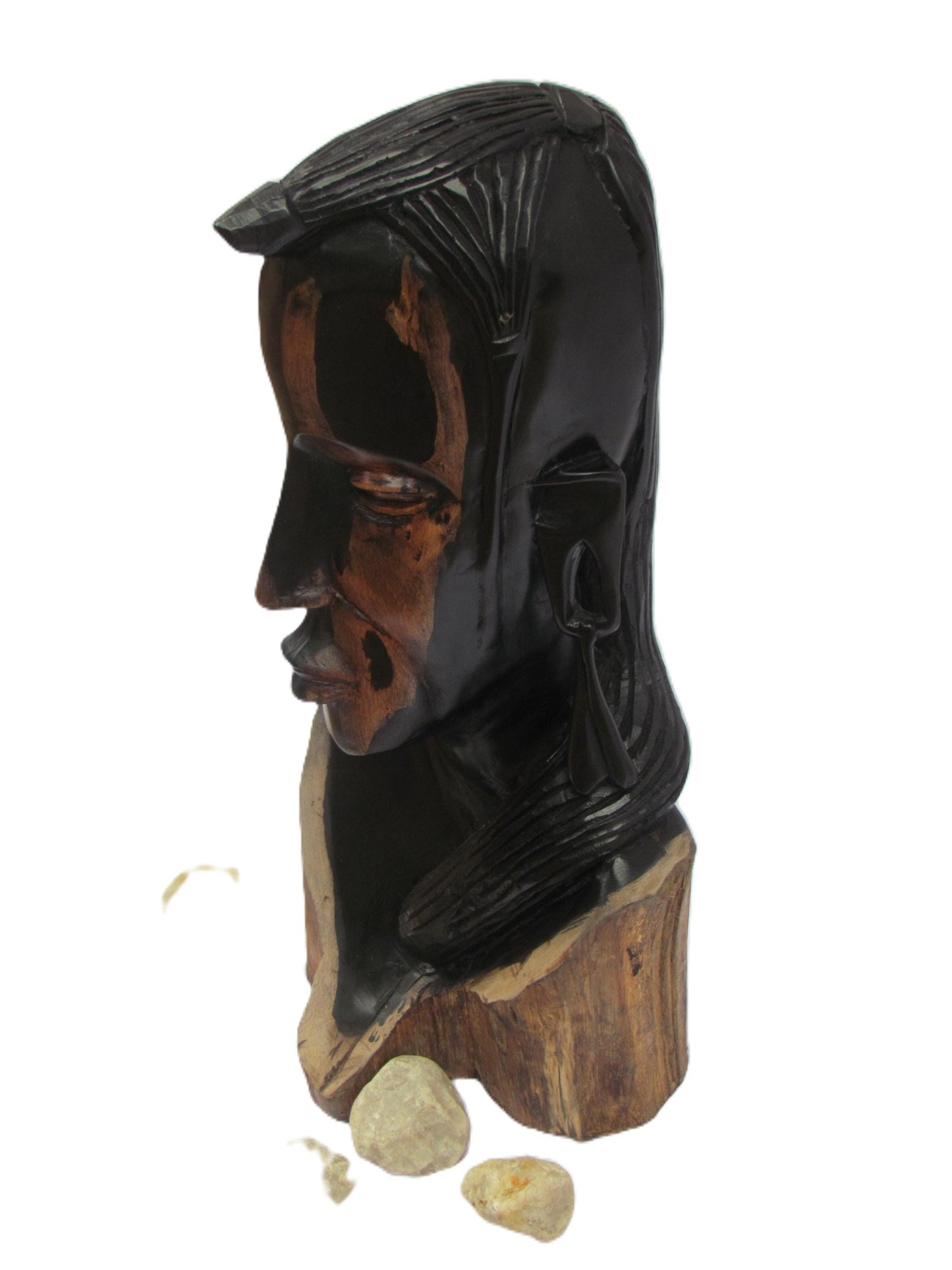 Statue de guerrier Massaï – Sculpture en bois noir sculptée à la main de Tanzanie – Décoration d'art africain pour étagère ou cadeau