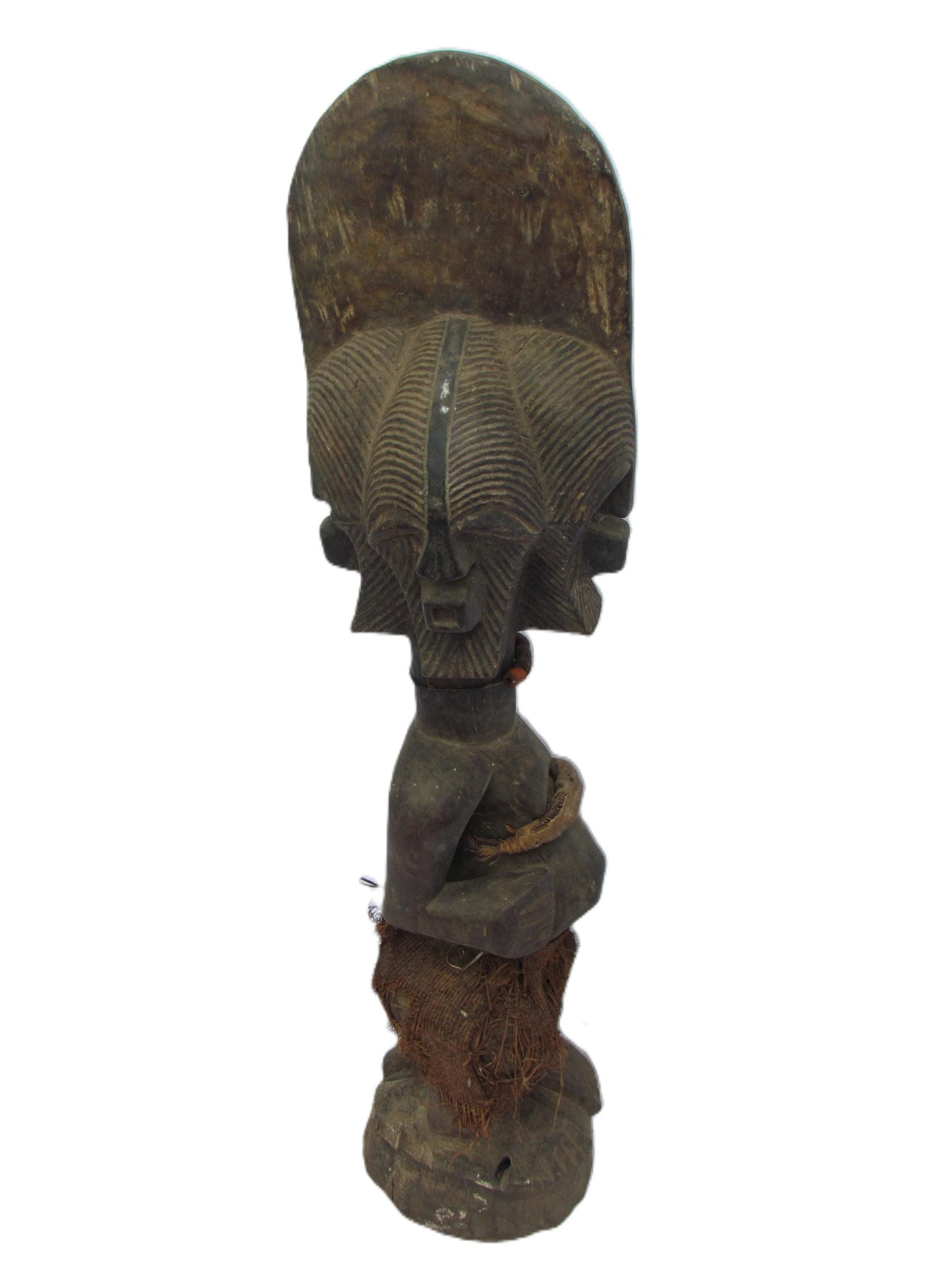 Statue tribale originale Songye à quatre visages, figurine Nkisi en bois sculptée à la main, sculpture du pouvoir ancestral de la RDC, années 1930