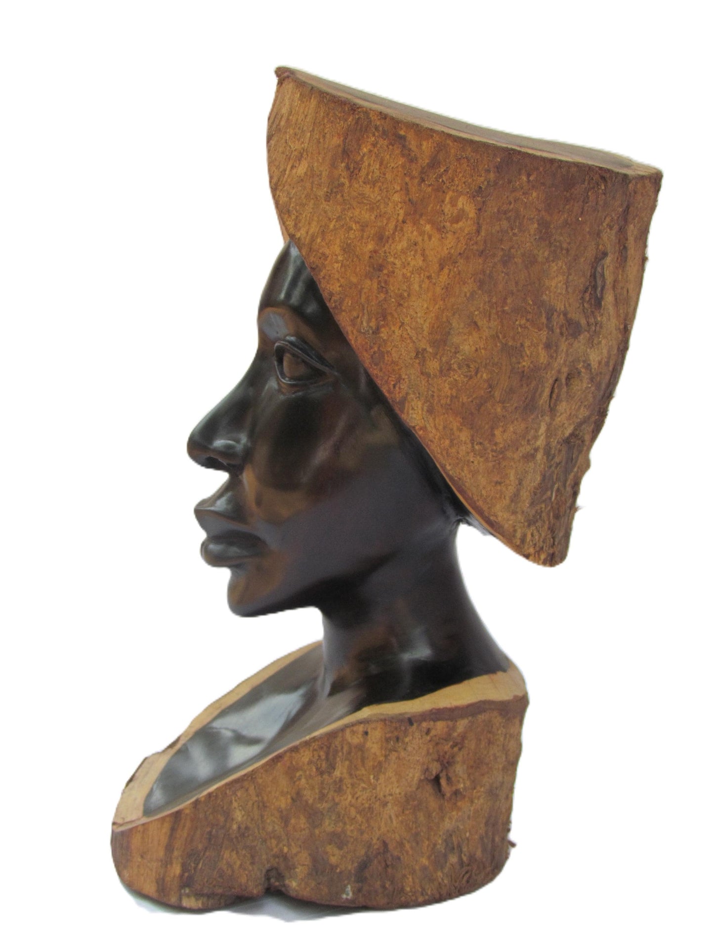 Sculpture africaine en ébène bicolore de Tanzanie.