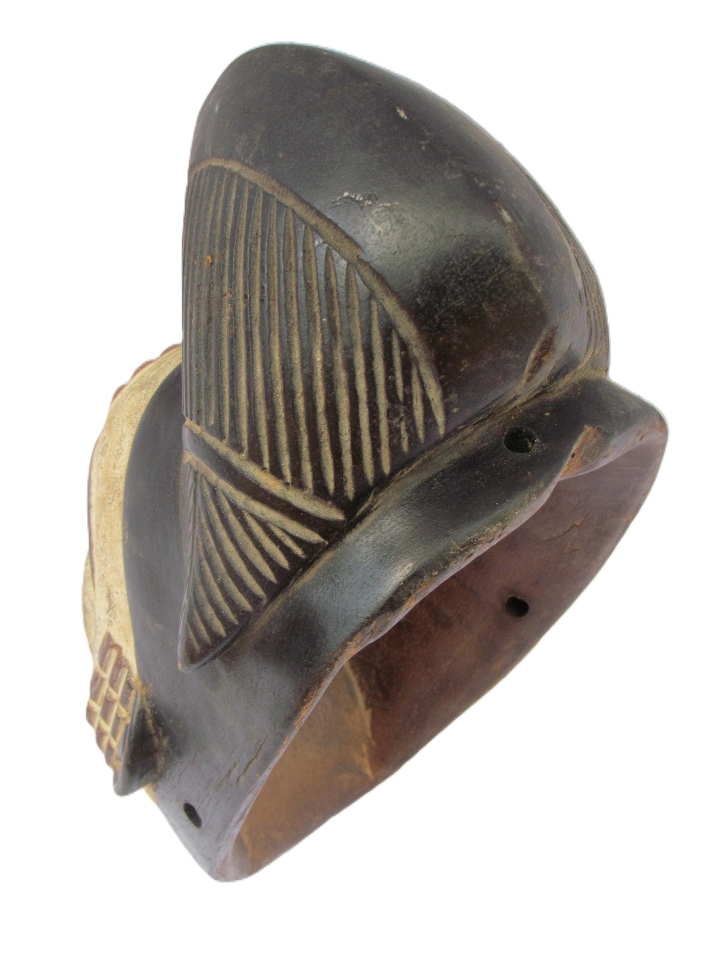 Bapunu White Africa Face Mask from Gabon, Tribal Art, Hand carved-Mask