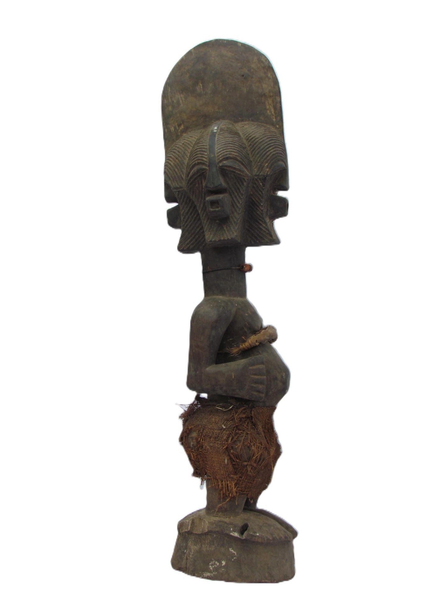 Original Wooden Tribal Songye Statue with Four Faces from DRC.